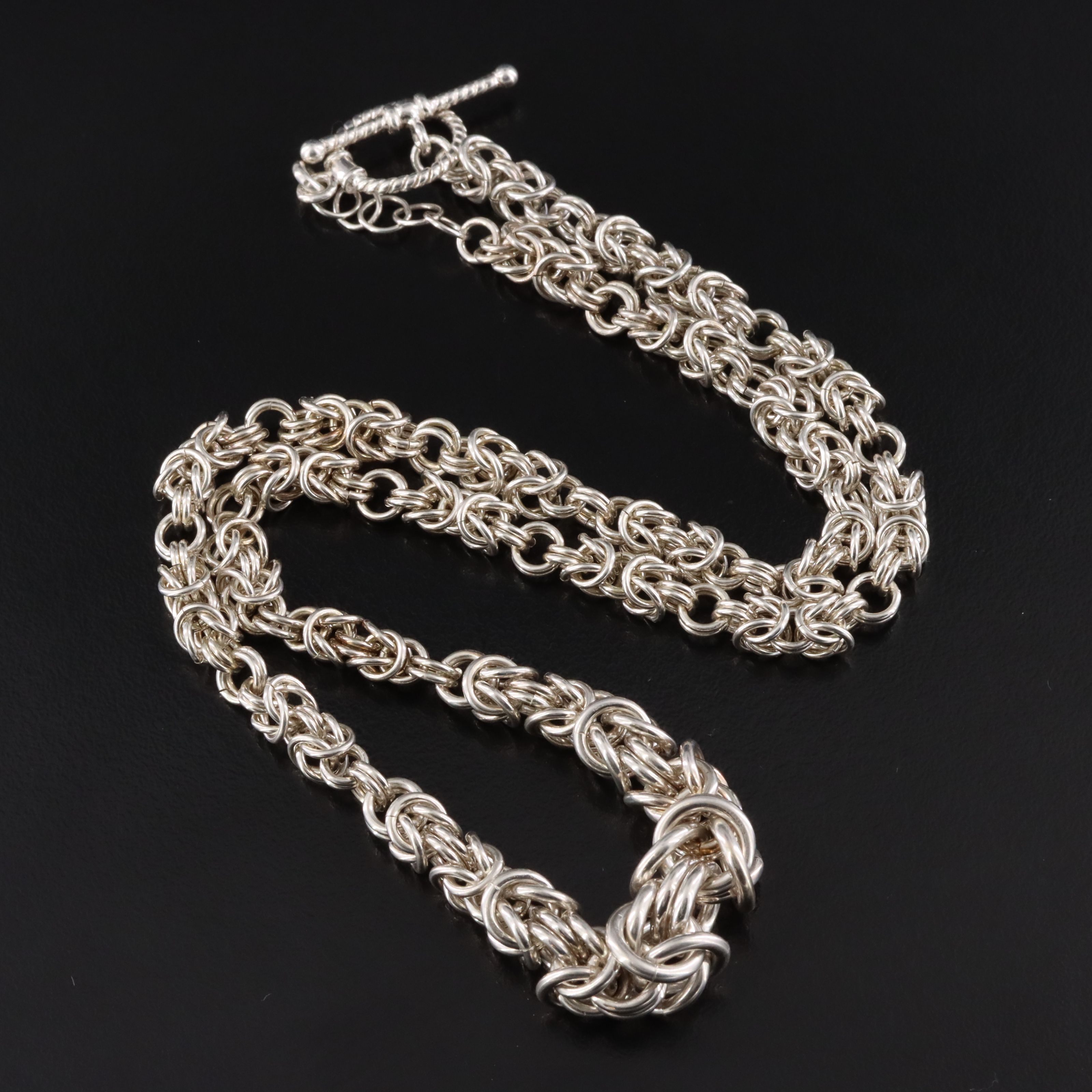 Graduated Sterling Byzantine Chain Necklace