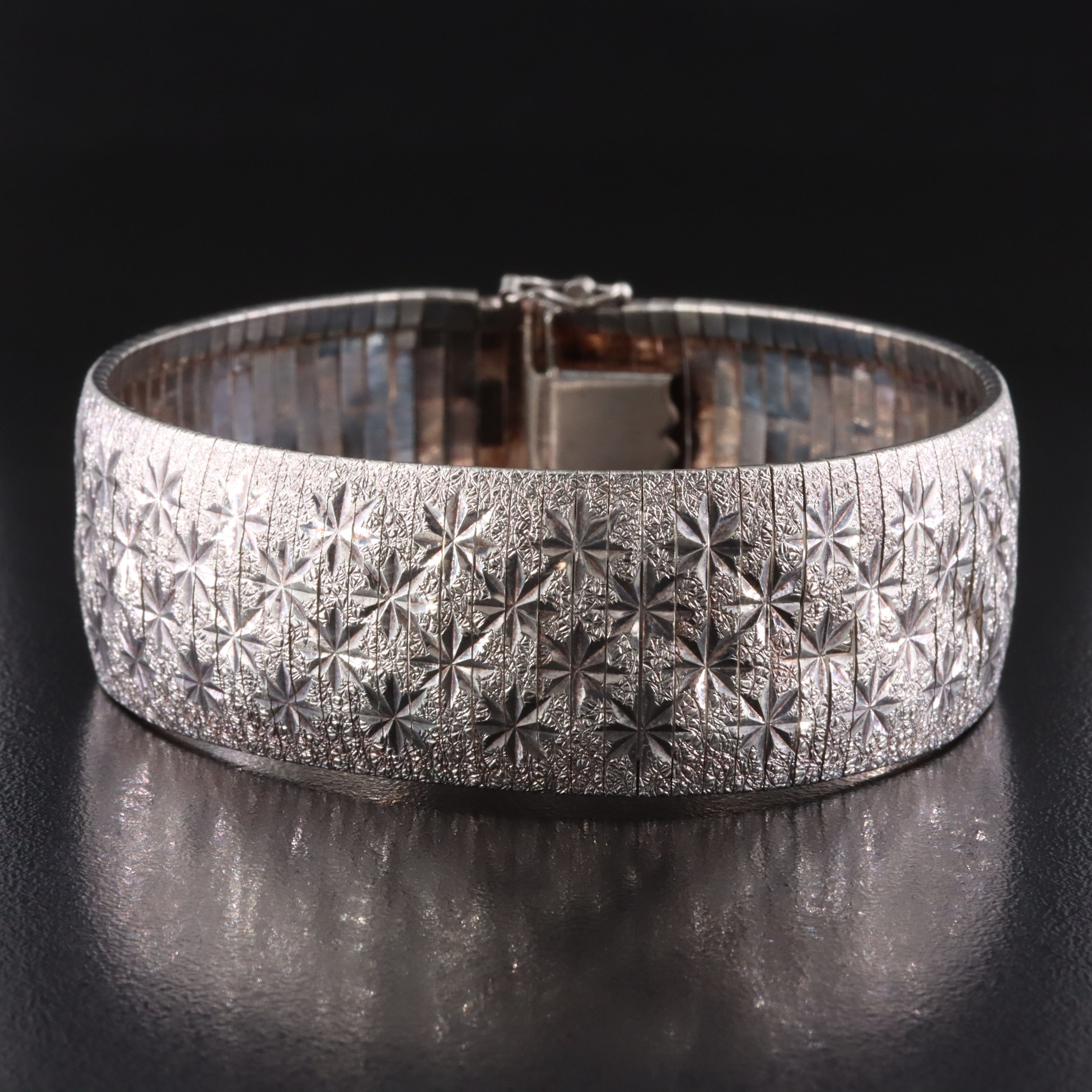 Italian Sterling Diamond-Cut Style Omega Chain Bracelet