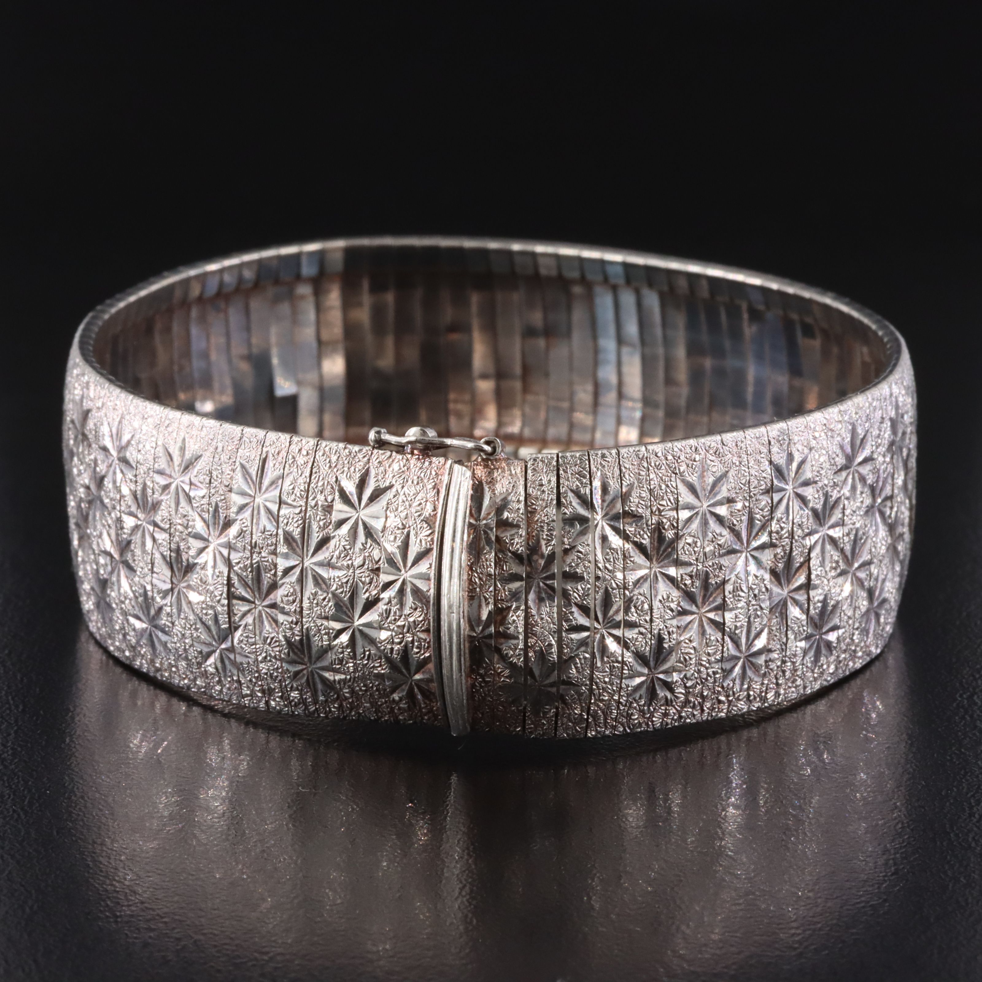 Italian Sterling Diamond-Cut Style Omega Chain Bracelet