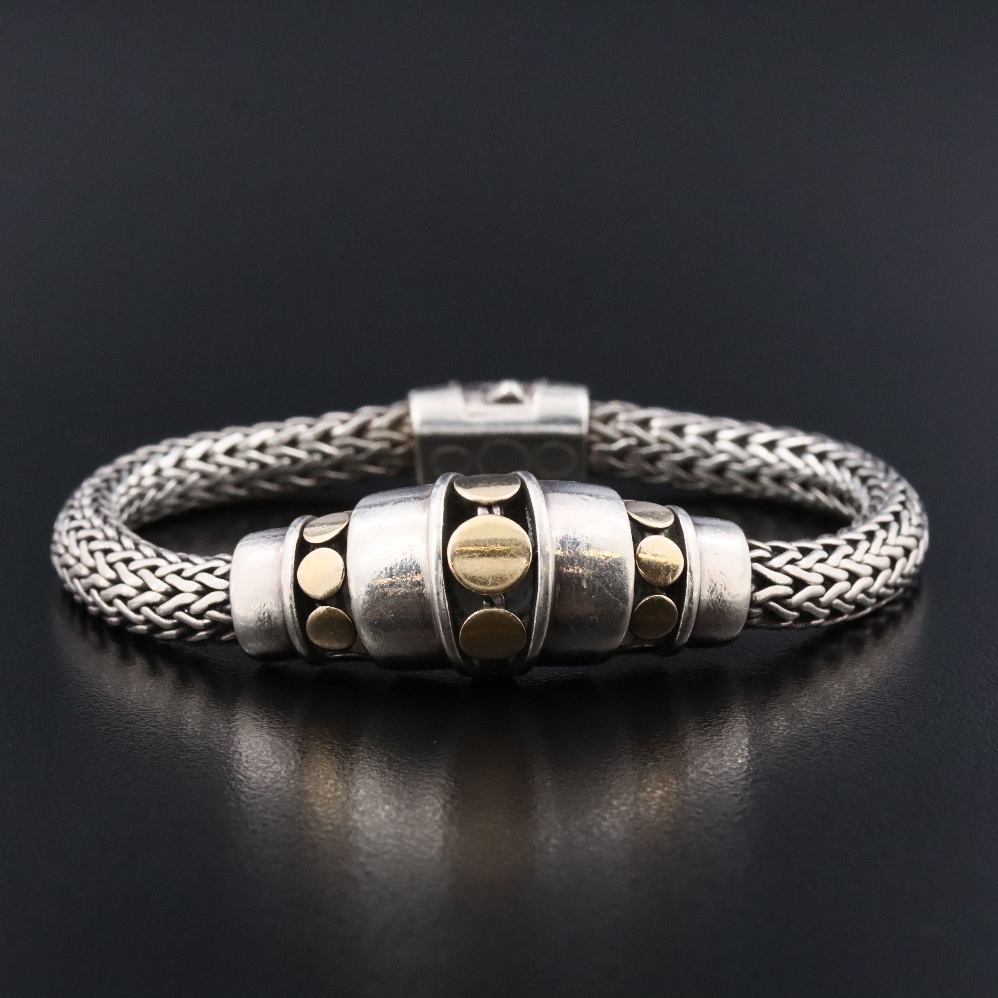 John Hardy Sterling Dot Domed Station Bracelet with 18K Accents