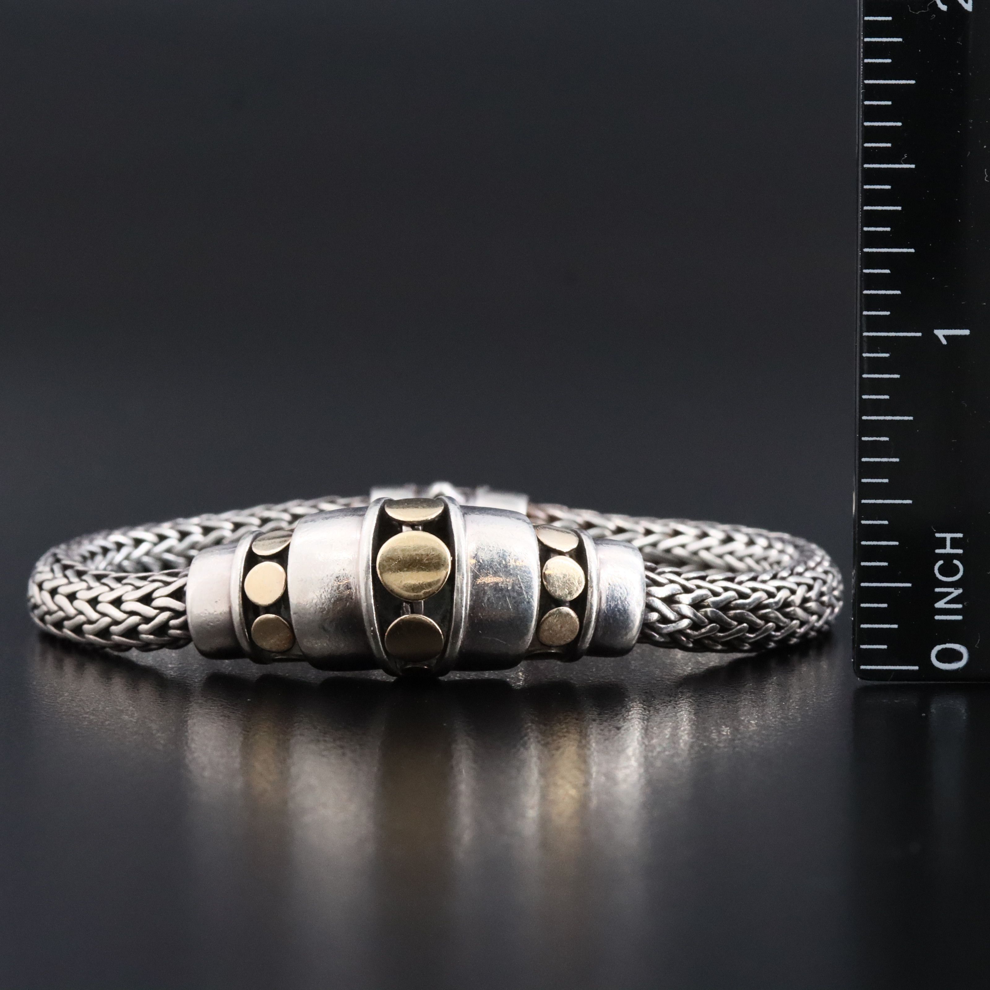 John Hardy Sterling Dot Domed Station Bracelet with 18K Accents