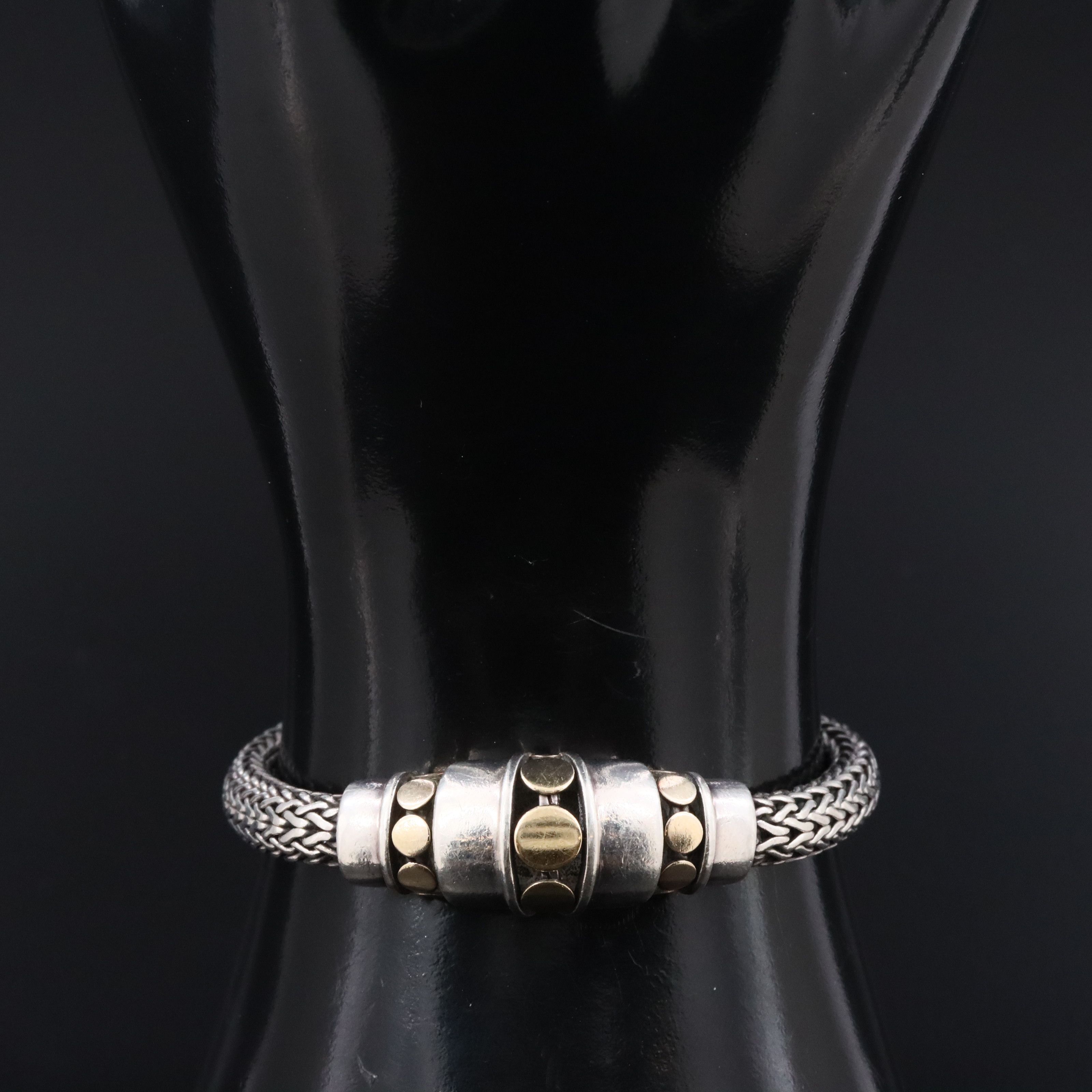 John Hardy Sterling Dot Domed Station Bracelet with 18K Accents