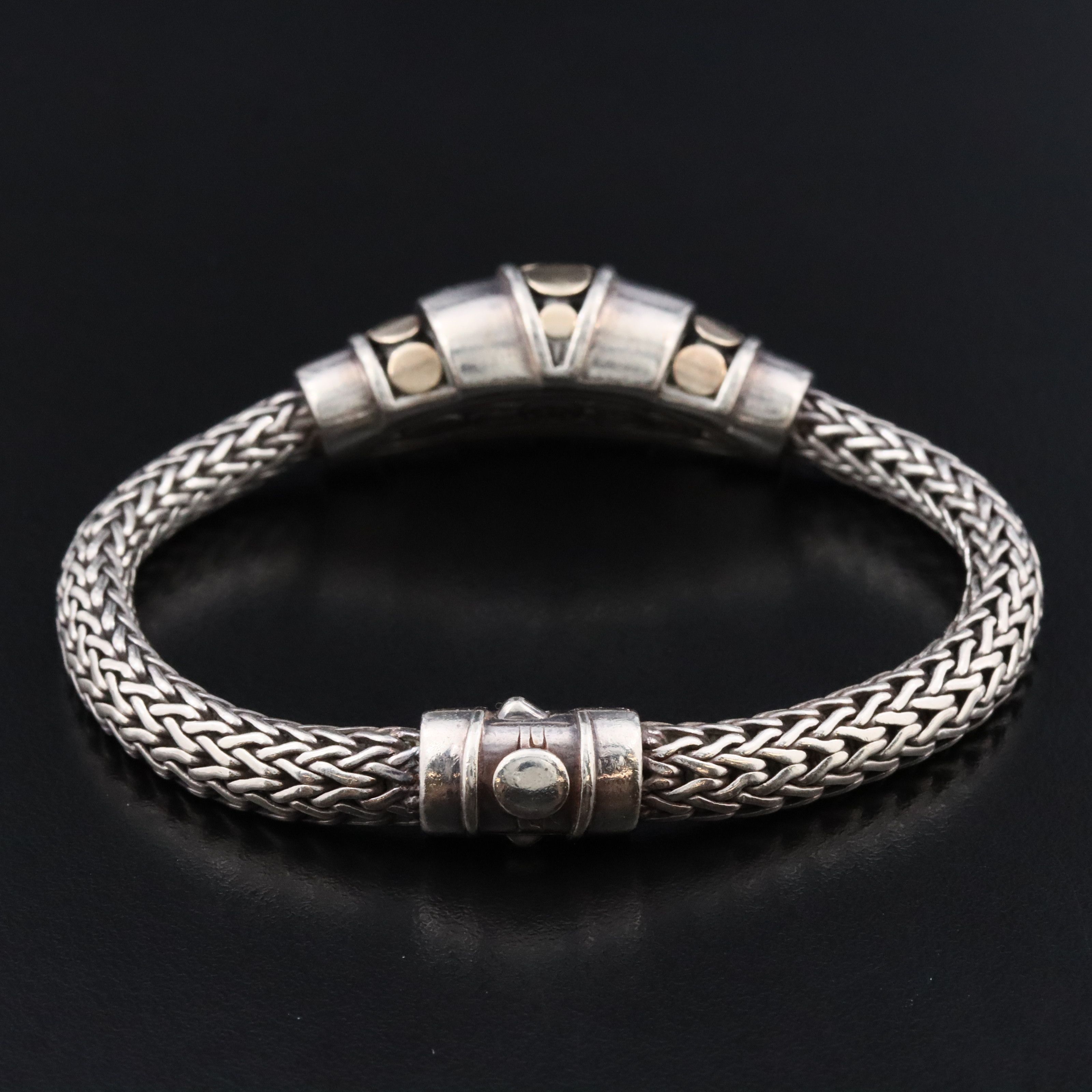 John Hardy Sterling Dot Domed Station Bracelet with 18K Accents