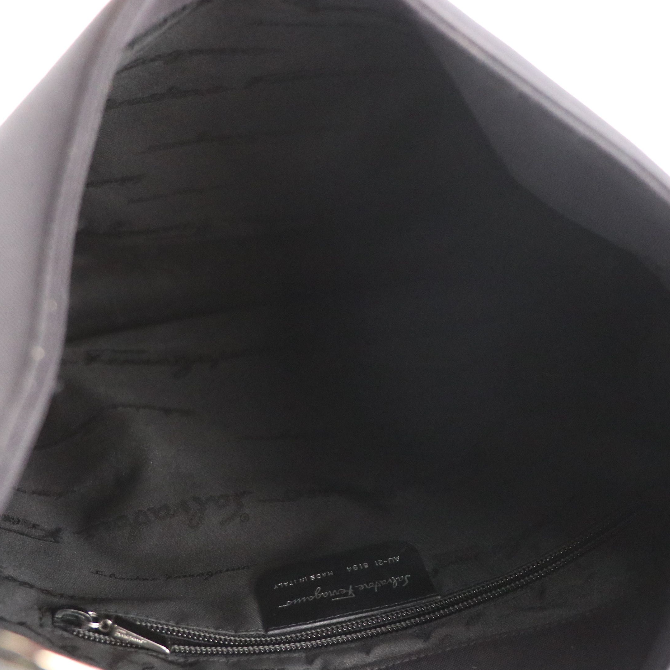 Salvatore Ferragamo Large Hobo Shoulder Bag in Black Nylon Canvas and Leather