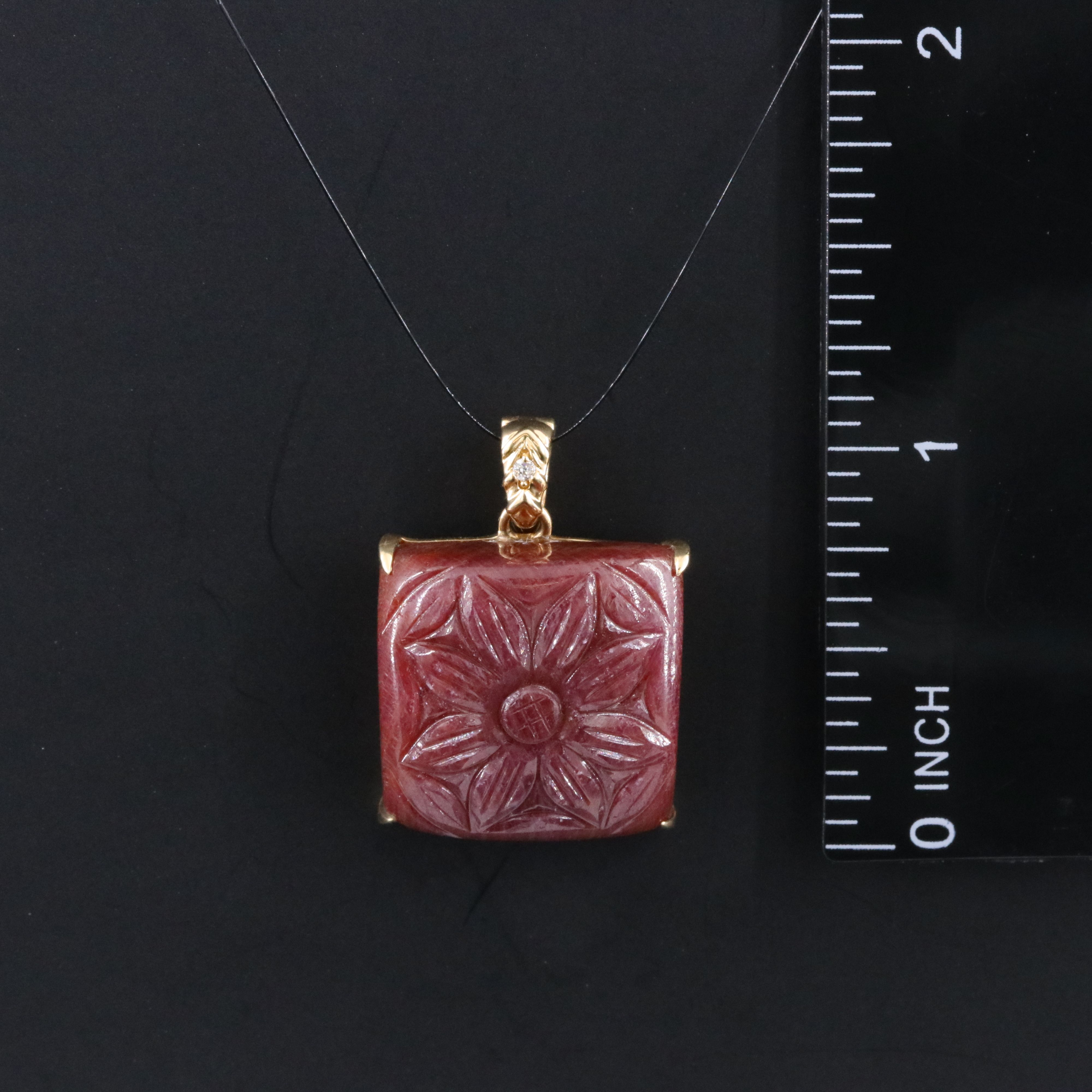Chromia 18K Carved Ruby and Diamond Pendant