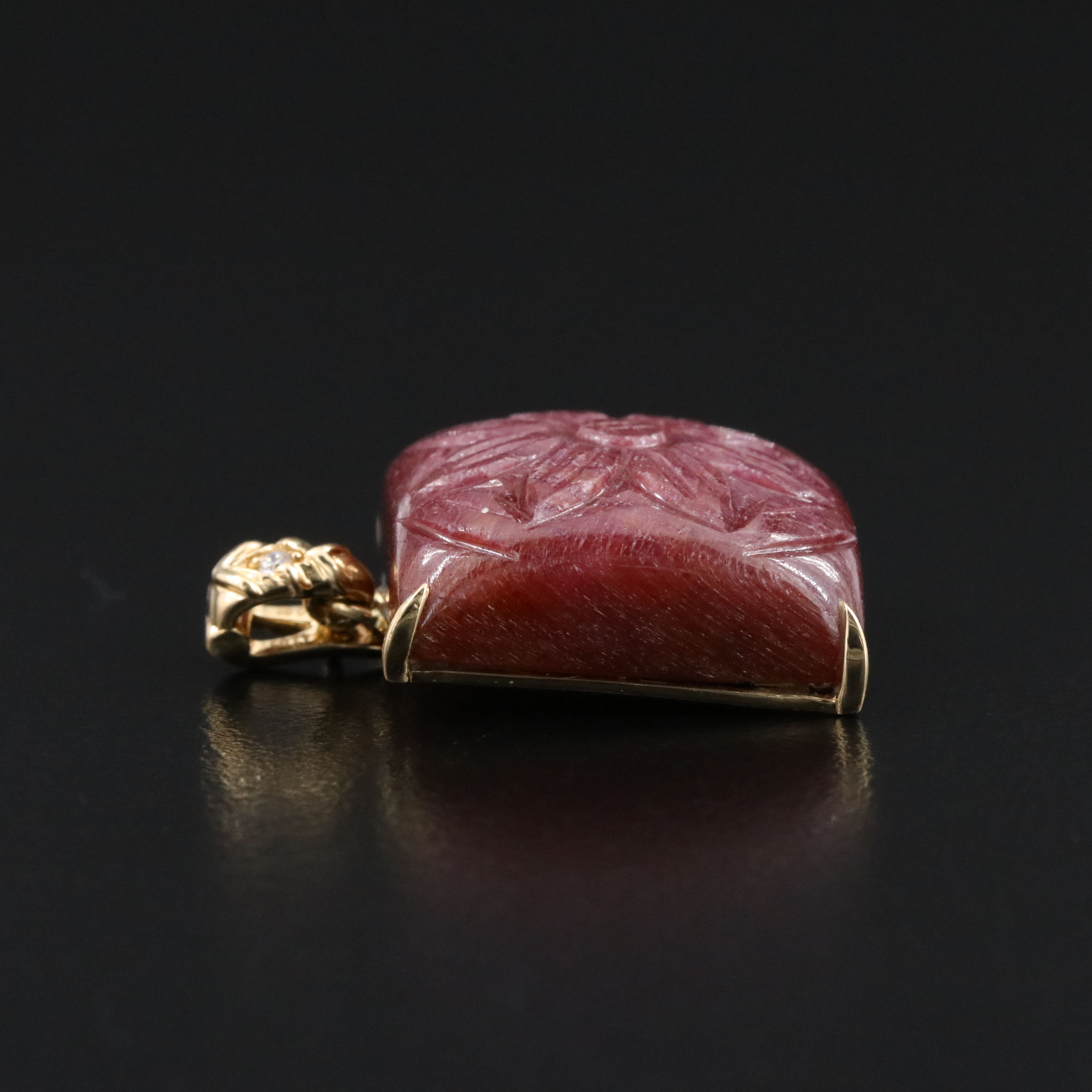 Chromia 18K Carved Ruby and Diamond Pendant