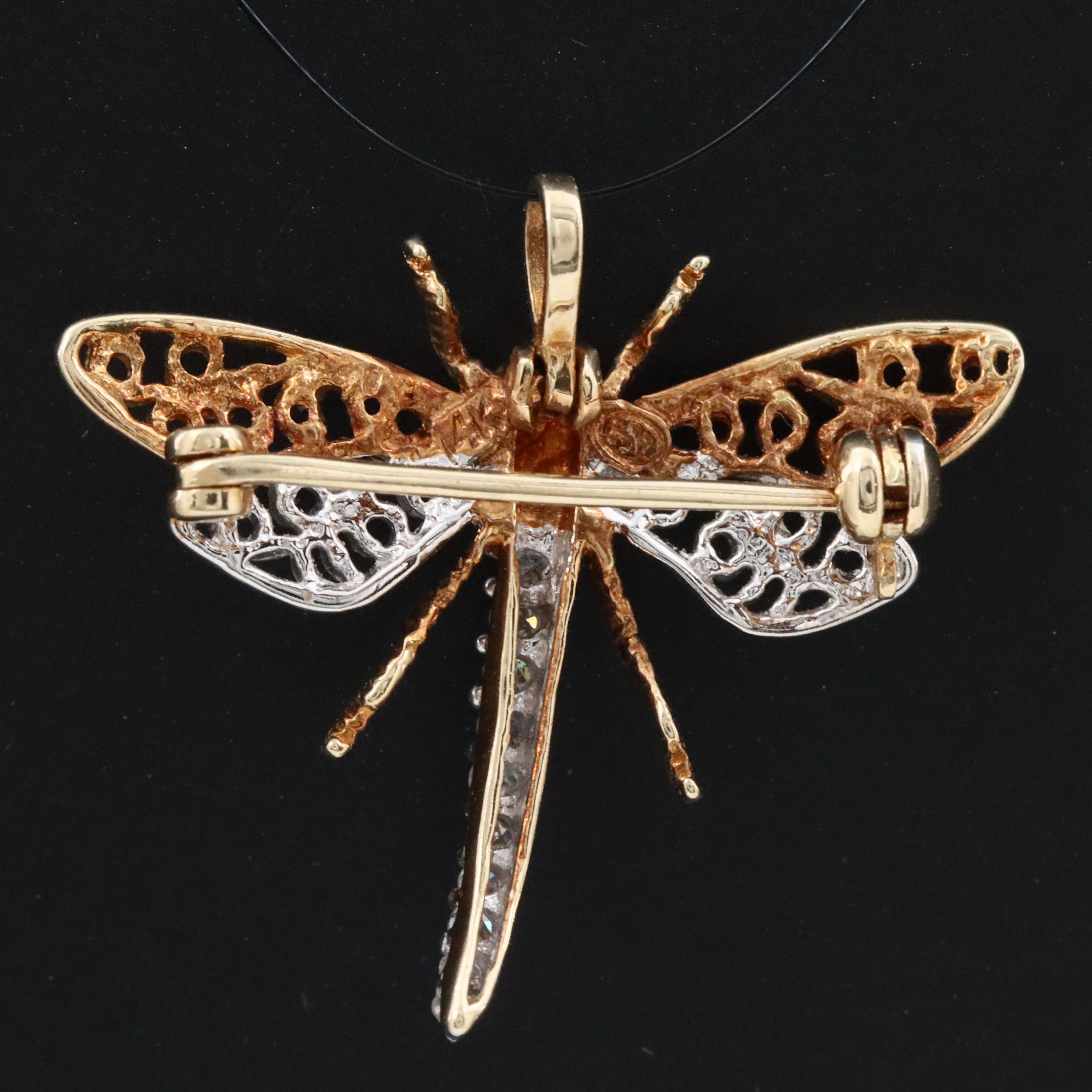14K 0.10 CTW Diamond Dragonfly Converter Brooch