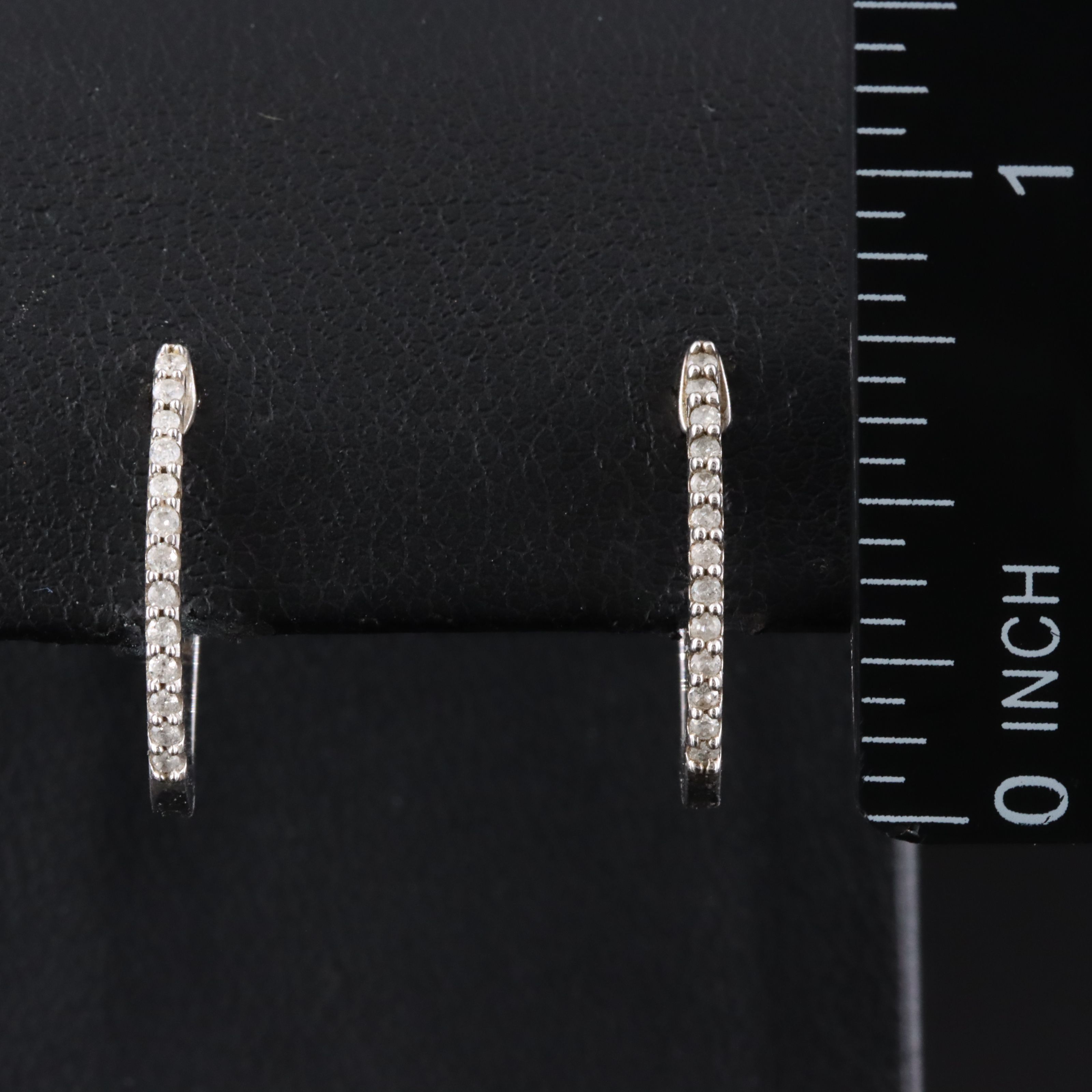 Sterling Diamond Huggie Hoop Earrings