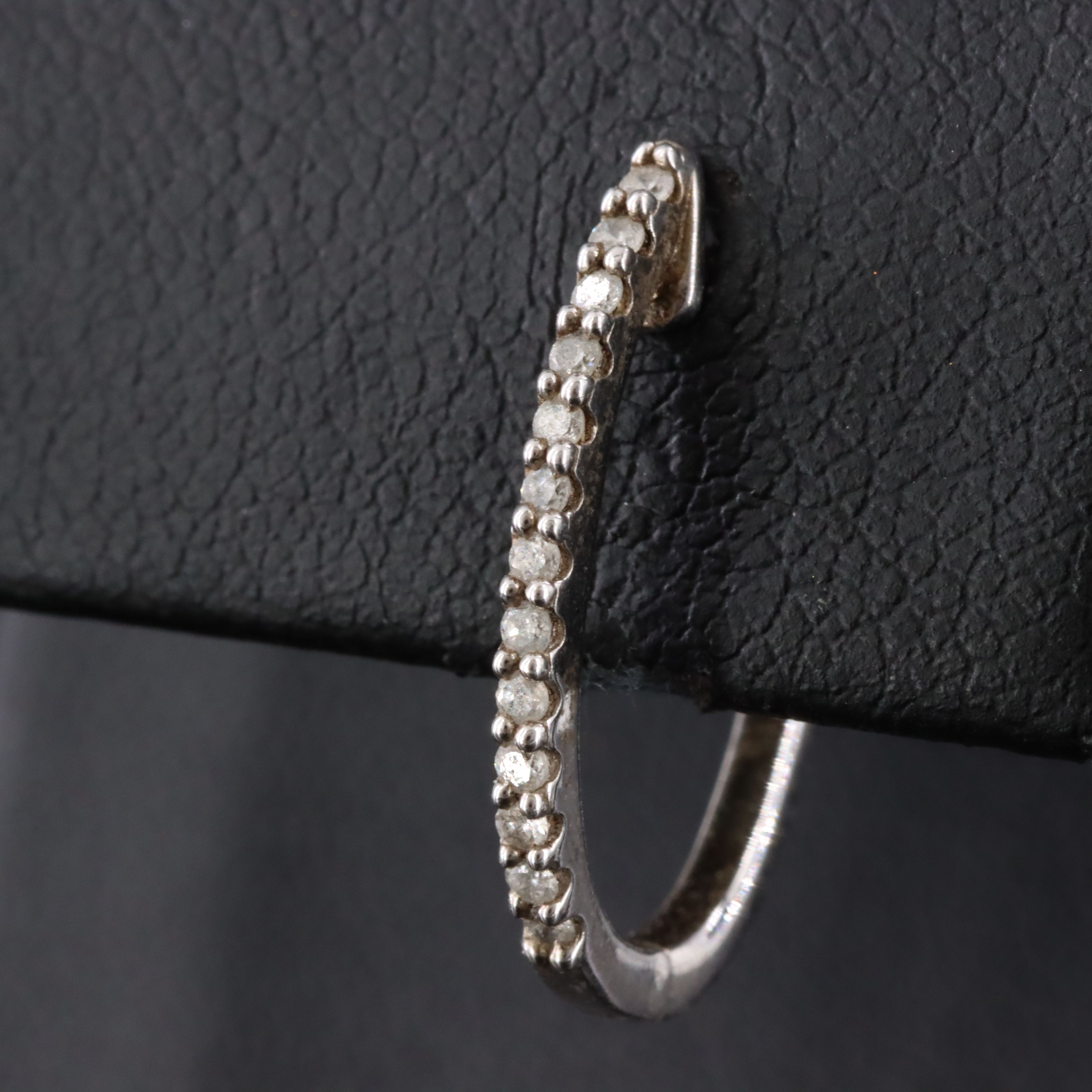 Sterling Diamond Huggie Hoop Earrings