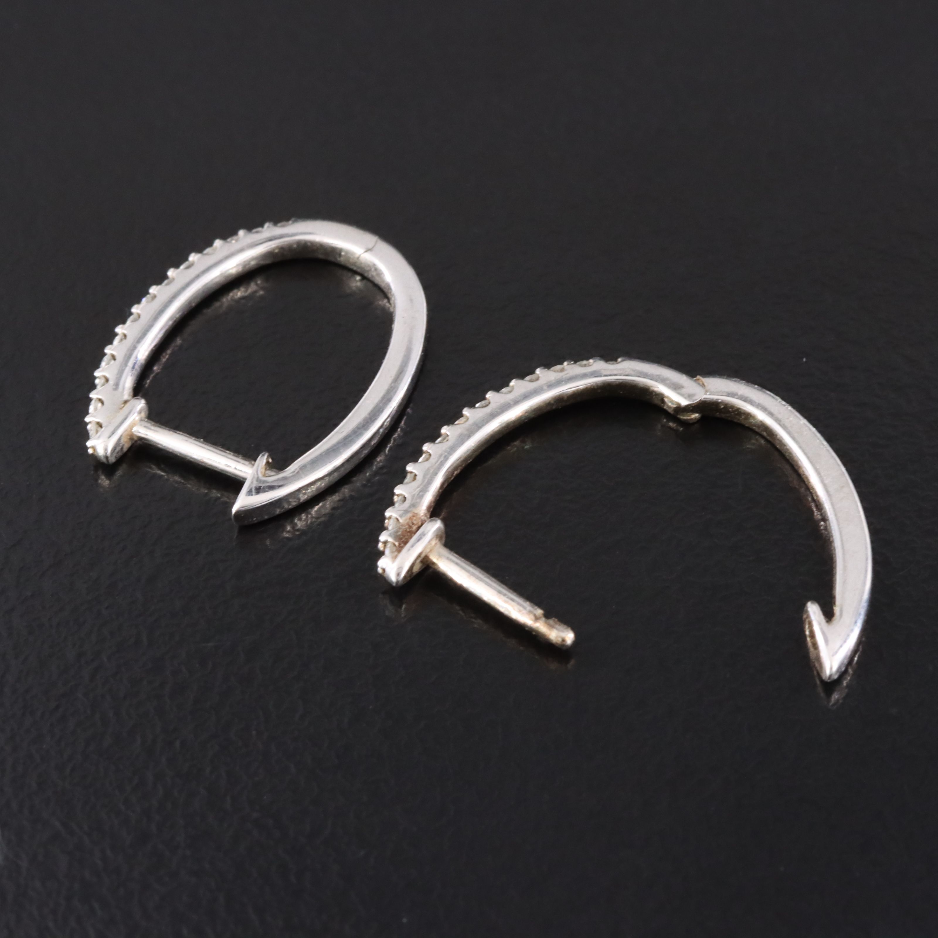 Sterling Diamond Huggie Hoop Earrings