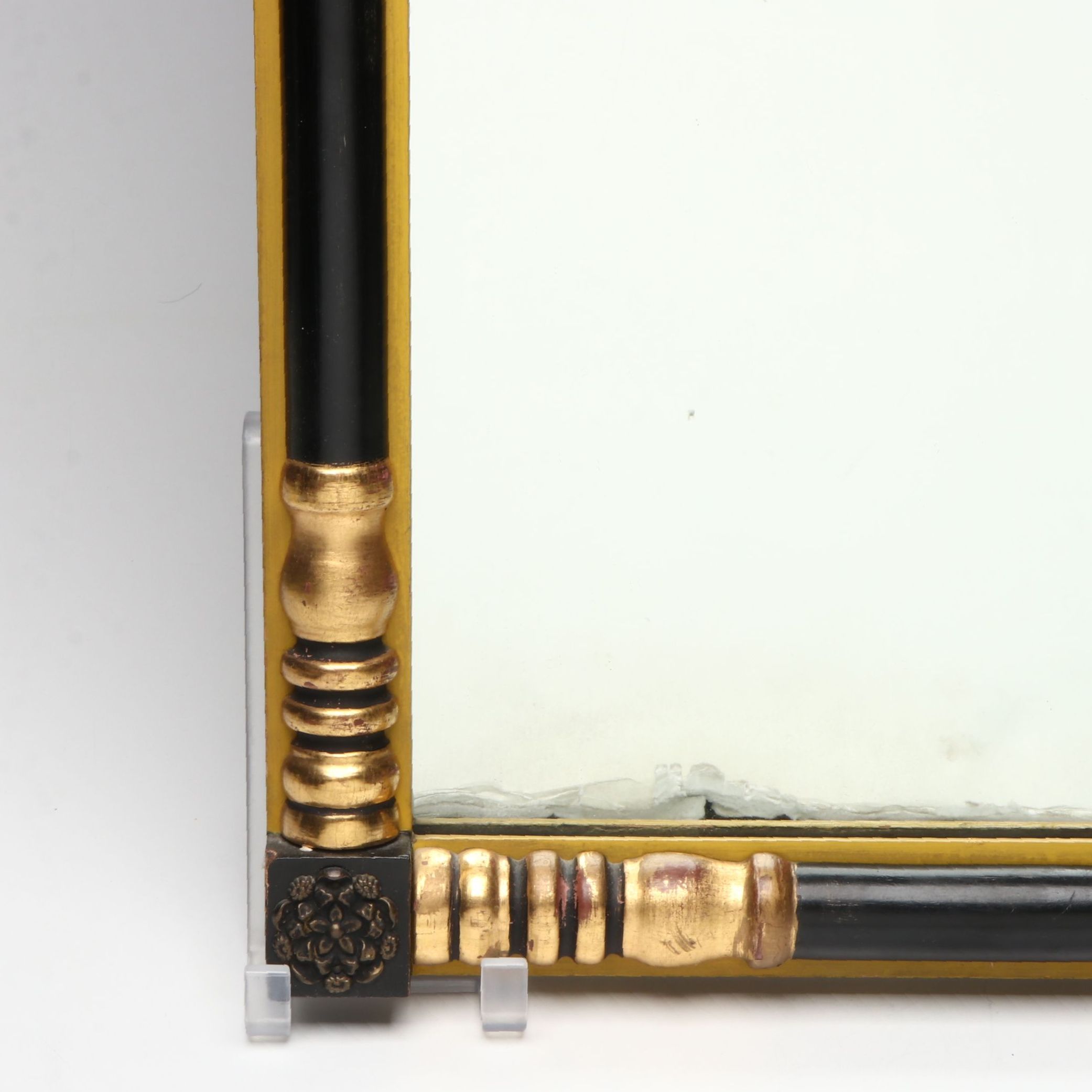 Empire Style Reverse Painted Ebonized and Gilt Wall Mirror