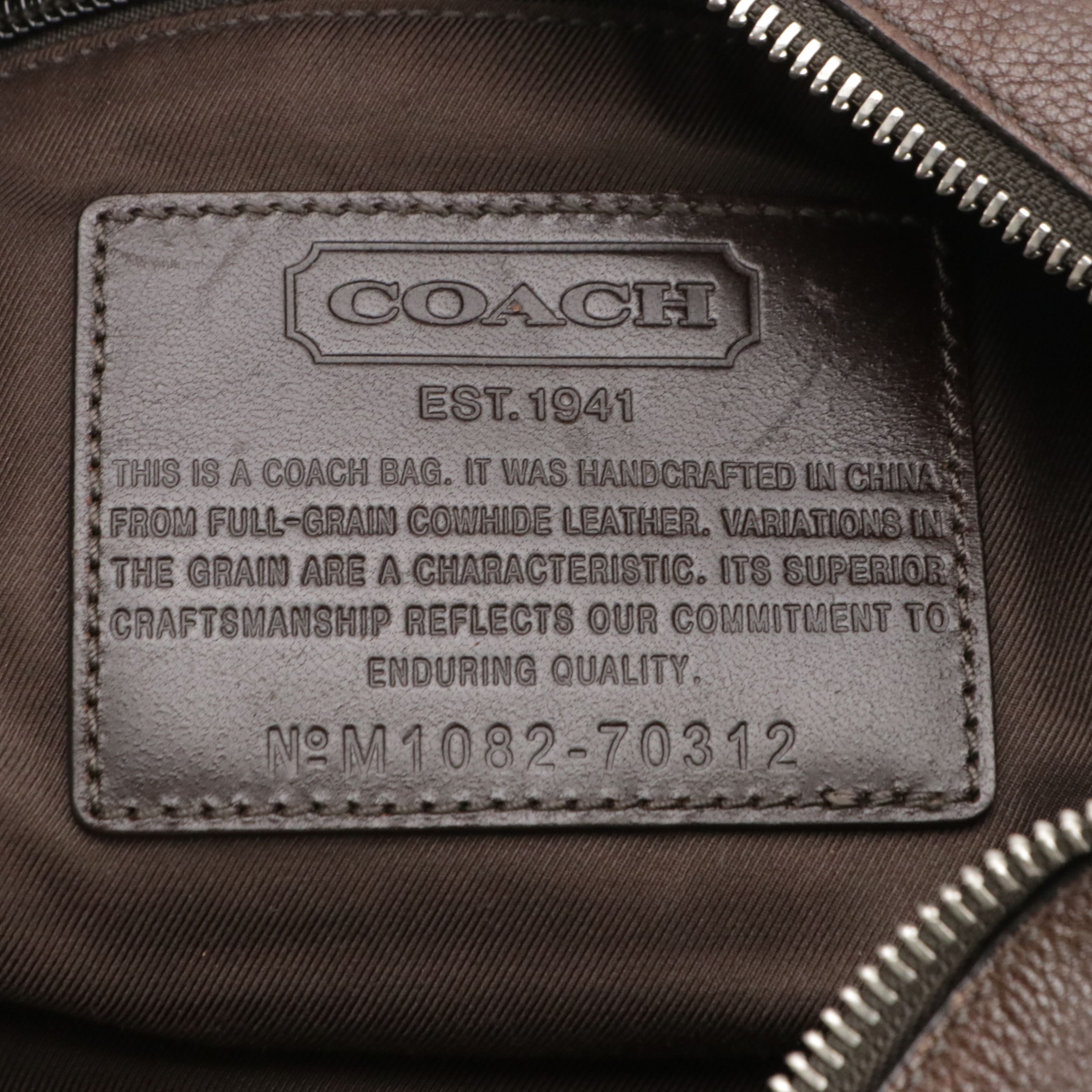 Coach Brown Pebble Grain Leather Web Strap Crossbody Bag