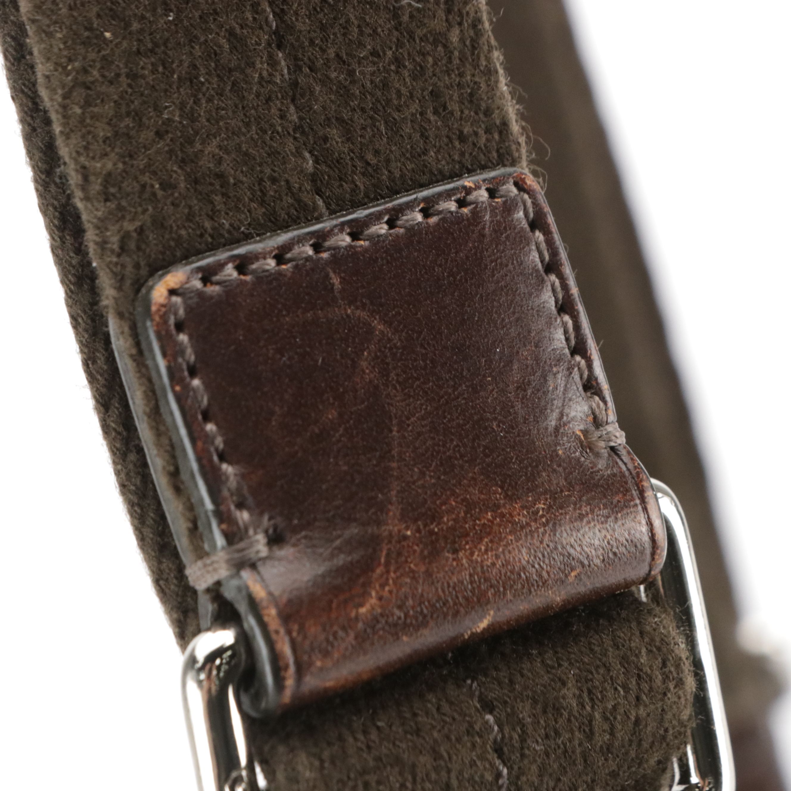 Coach Brown Pebble Grain Leather Web Strap Crossbody Bag