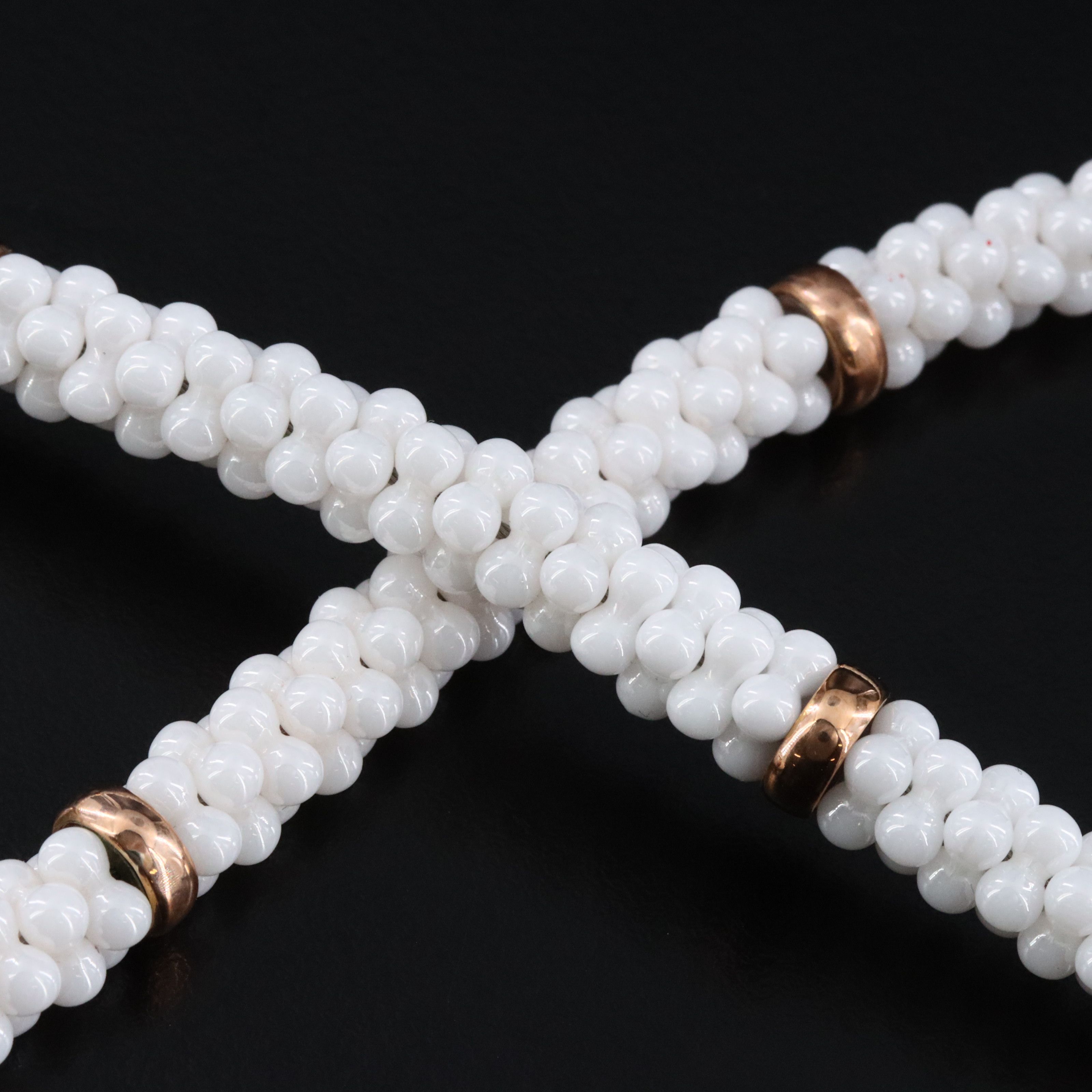 Lagos Caviar Sterling White Ceramic Bead Necklace with 18K Stations