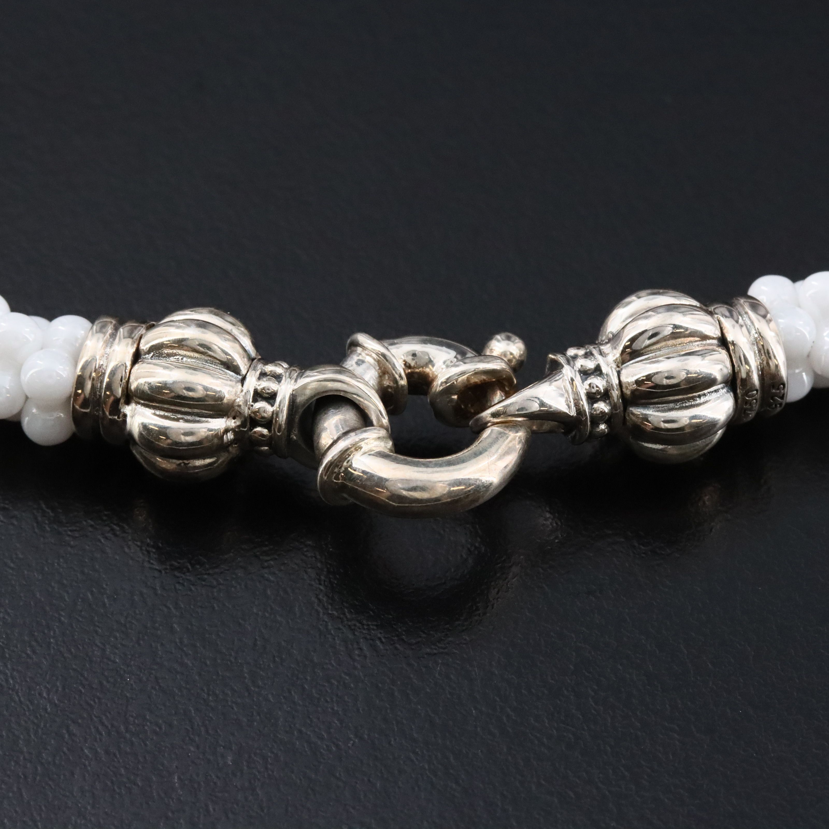 Lagos Caviar Sterling White Ceramic Bead Necklace with 18K Stations