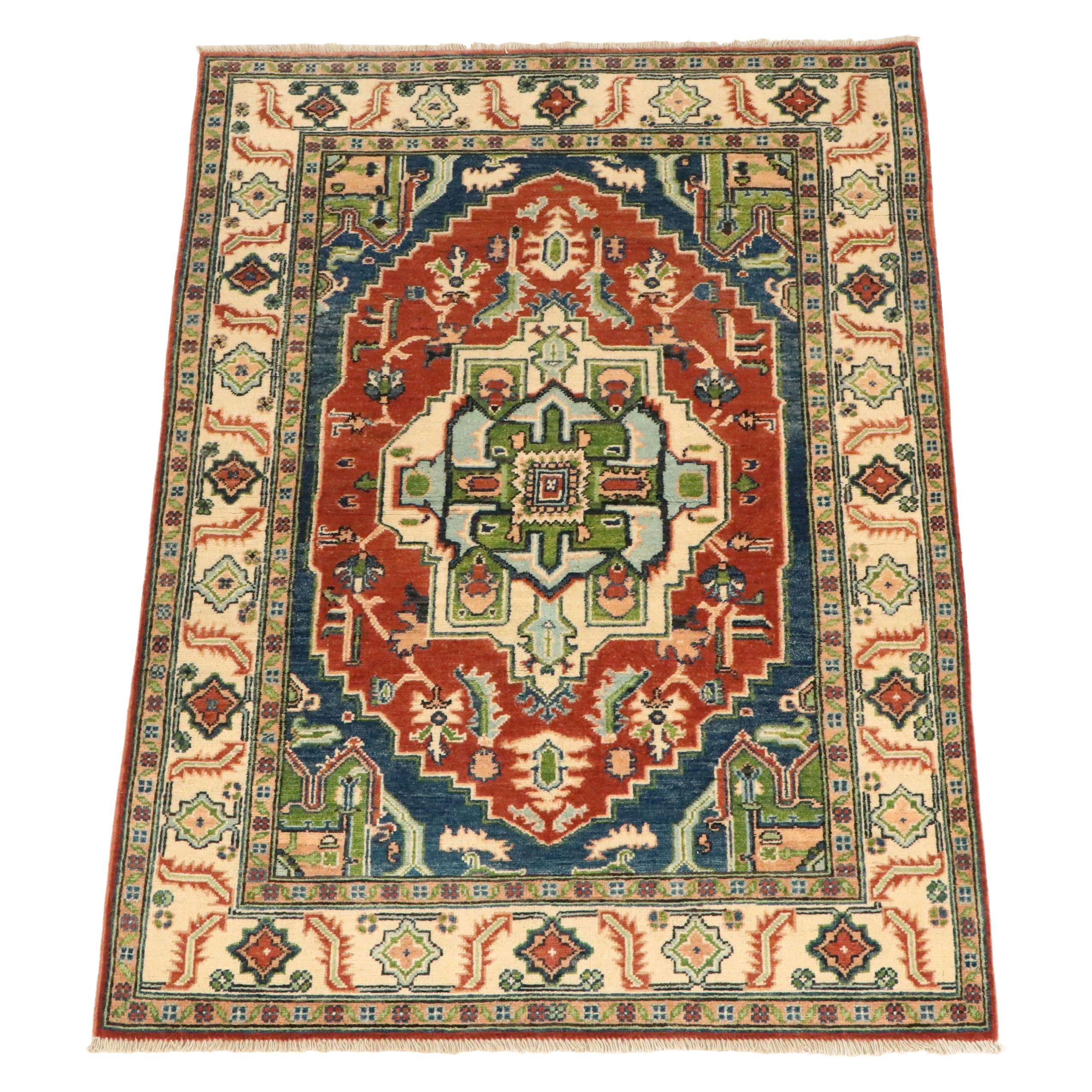 4' x 5'10 Hand-Knotted Afghan Kazak Area Rug