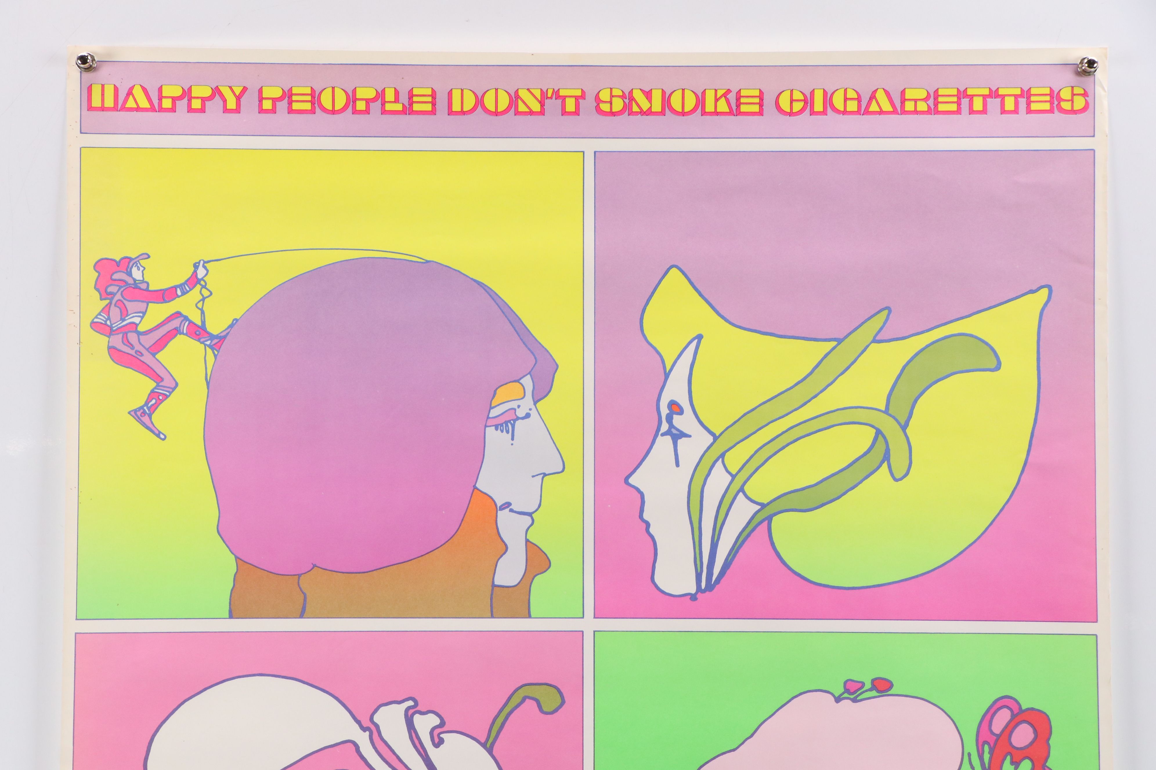 Lithograph Poster After Peter Max "Happy People Don't Smoke Cigarettes"