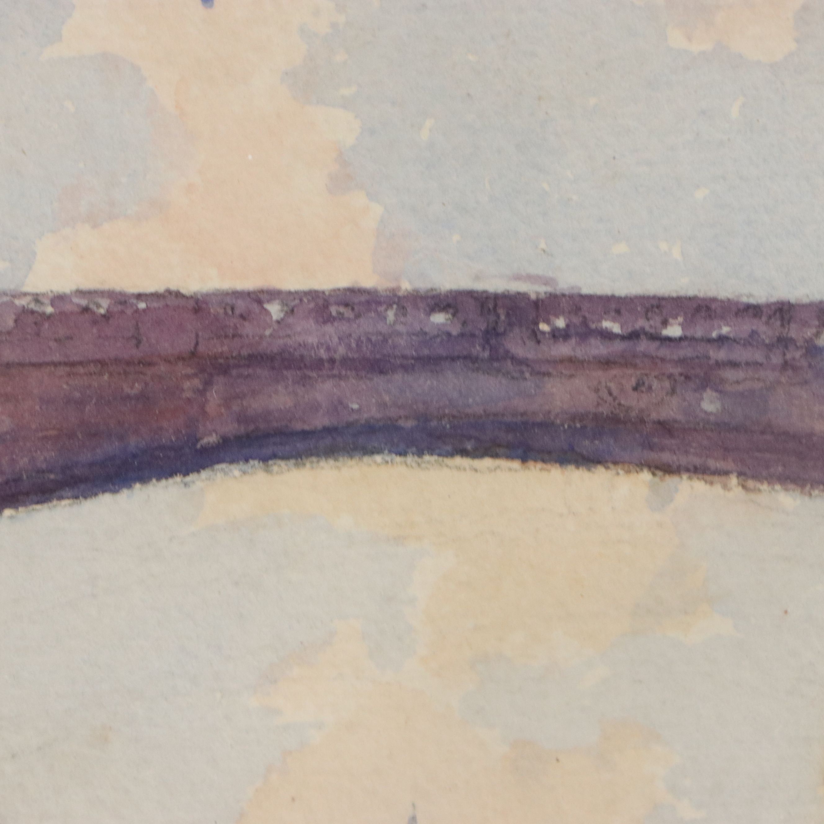 Watercolor Painting of Street Scene with Bridge, Late 20th to 21st Century