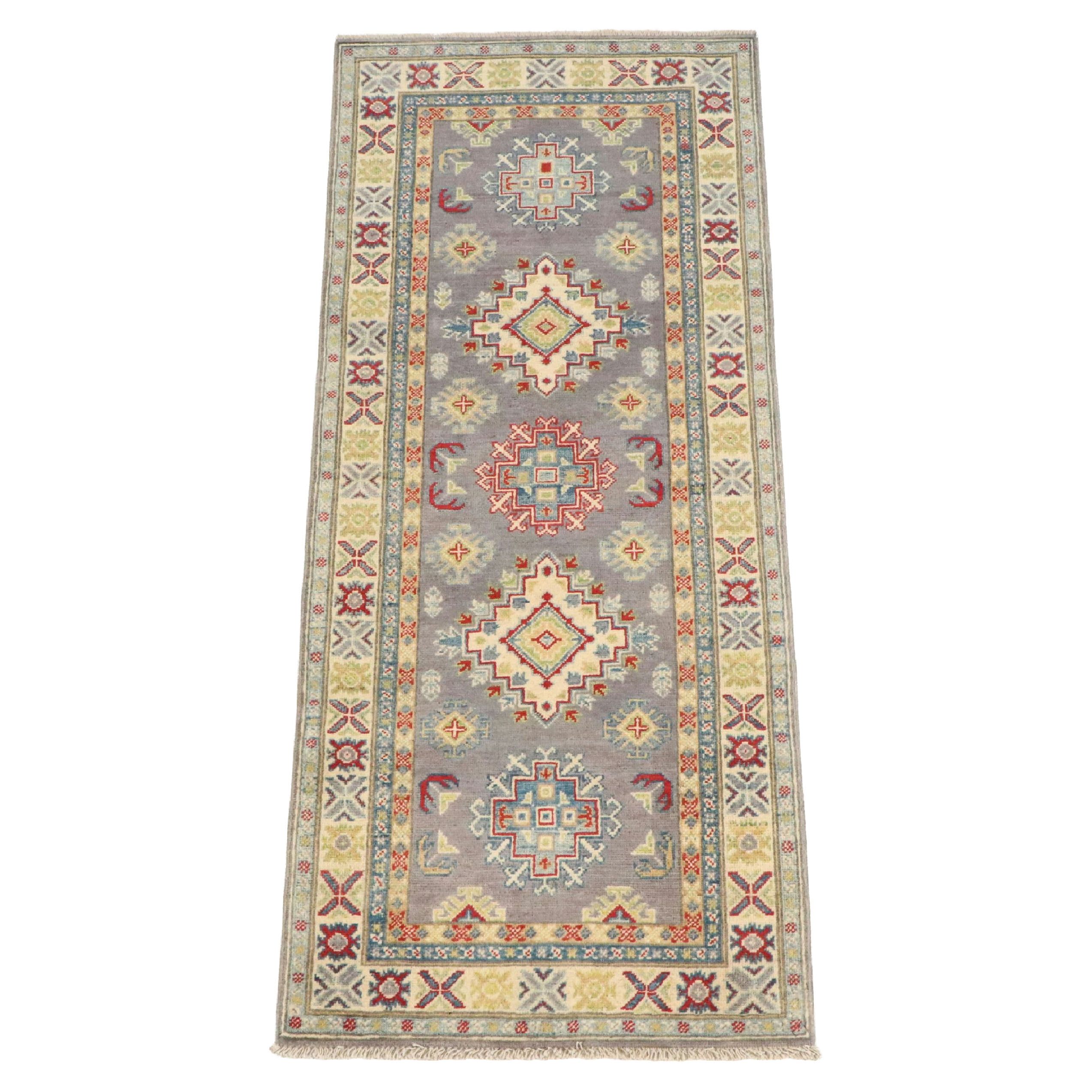 2'9 x 6'7 Hand-Knotted Afghan Kazak Carpet Runner