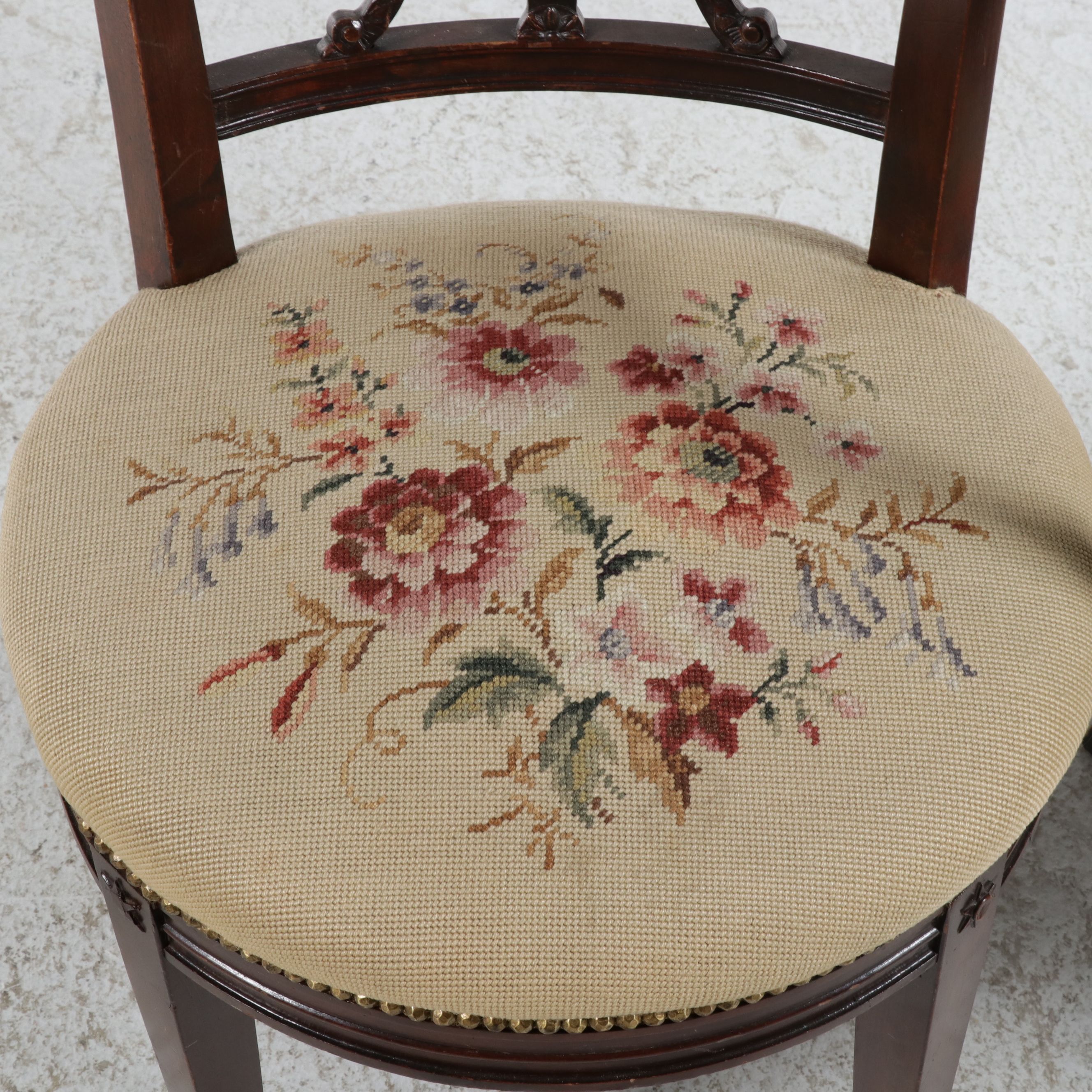 Set of Five Adams Style Mahogany Chairs with Needlepoint Seats