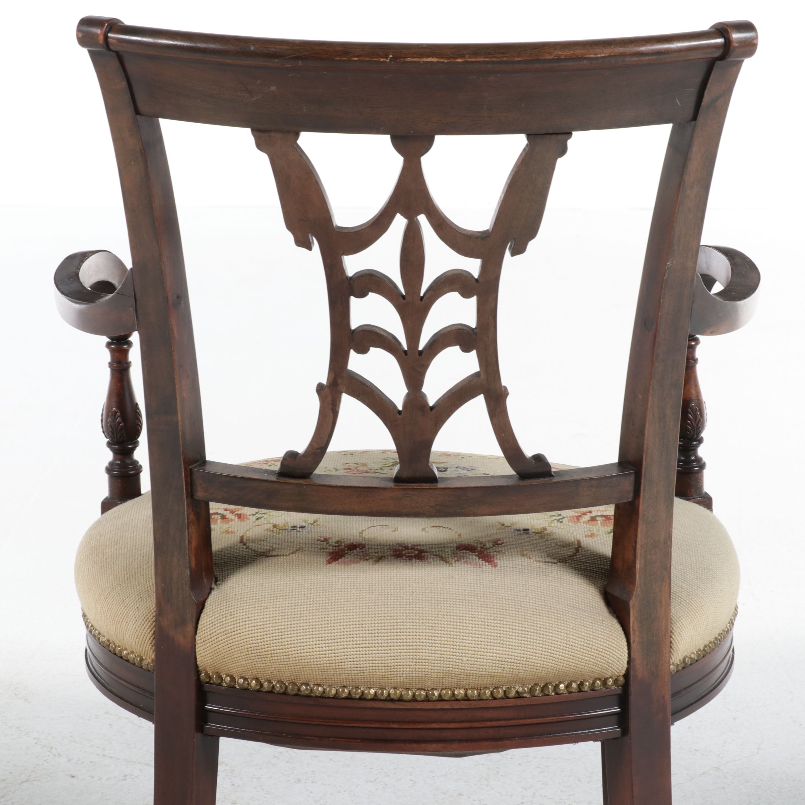 Set of Five Adams Style Mahogany Chairs with Needlepoint Seats
