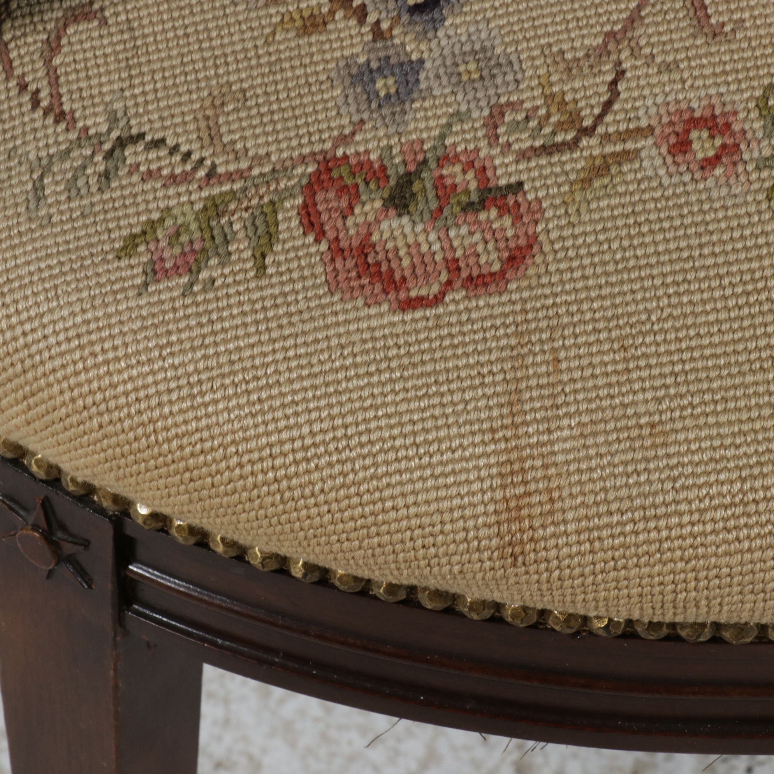 Set of Five Adams Style Mahogany Chairs with Needlepoint Seats