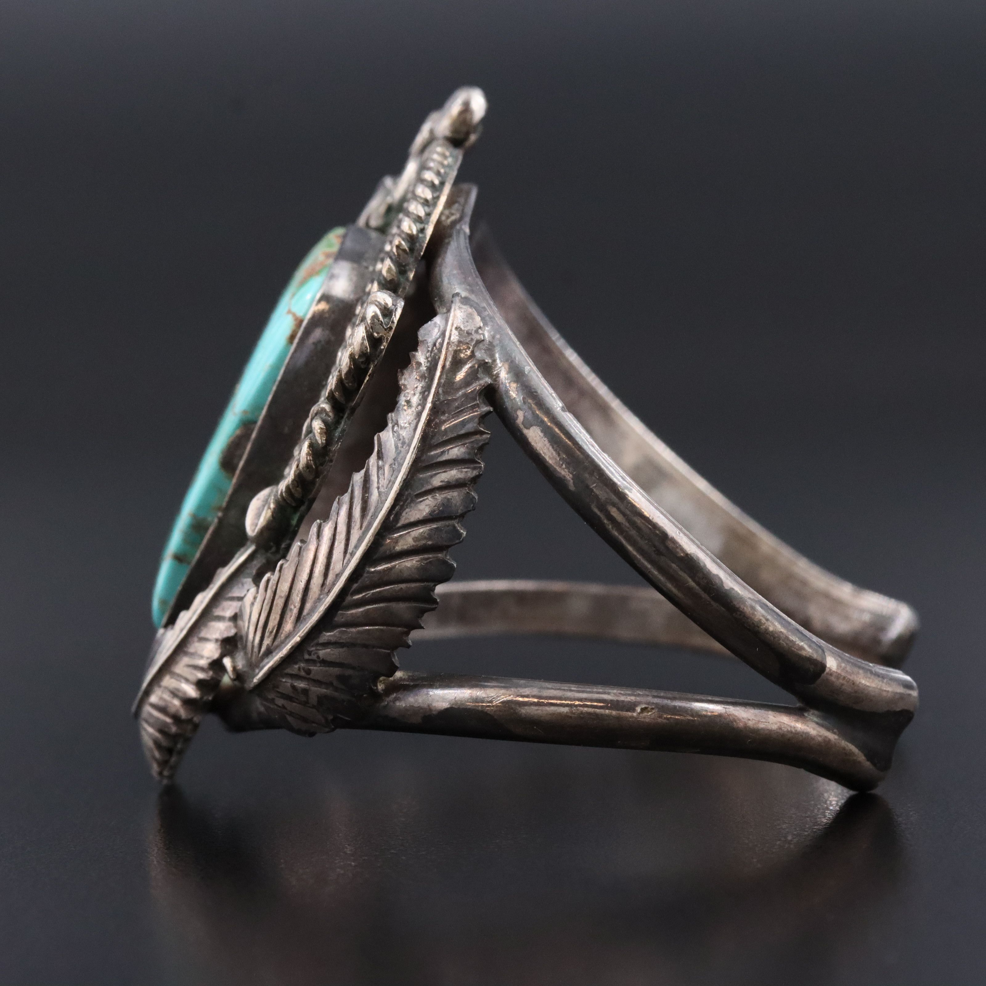 Southwestern Sterling Turquoise Appliqué Cuff Bracelet