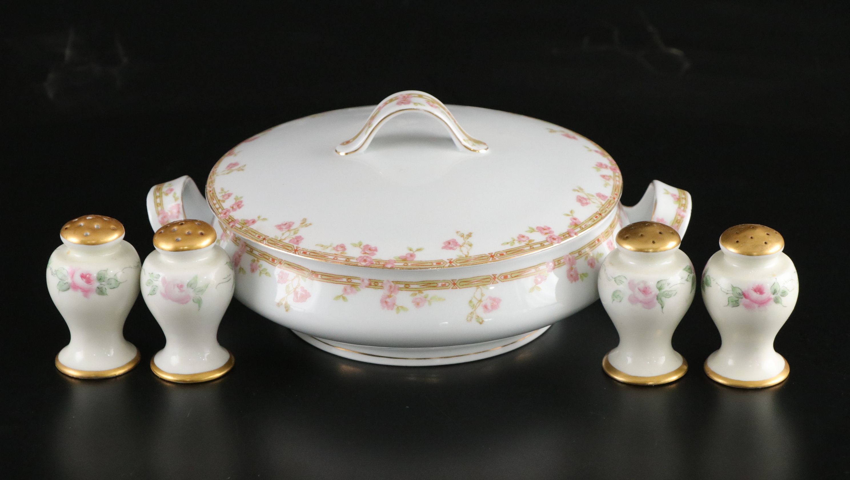 Royal Austria "Pink Roses" Porcelain Dinnerware, Carl Tielsch Sugar Bowl & More