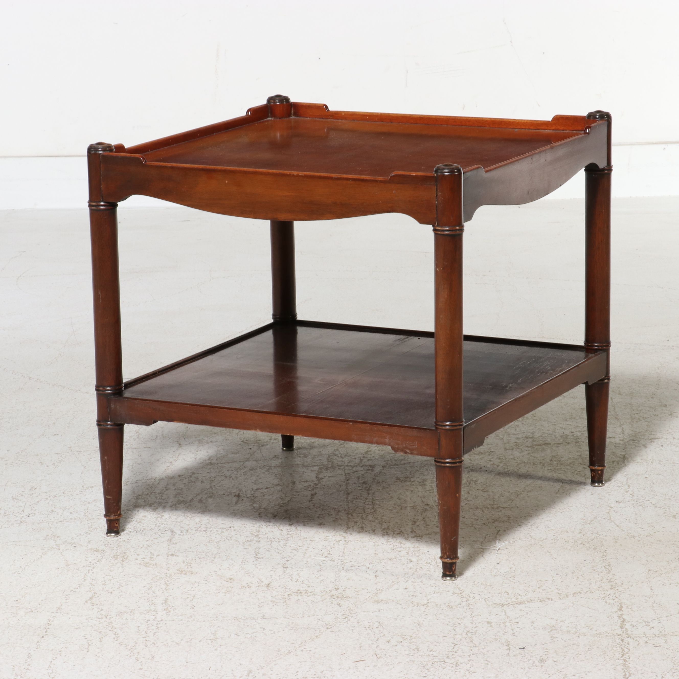 Pair of Regency Style Mahogany Two-Tier Side Tables, Mid-20th Century