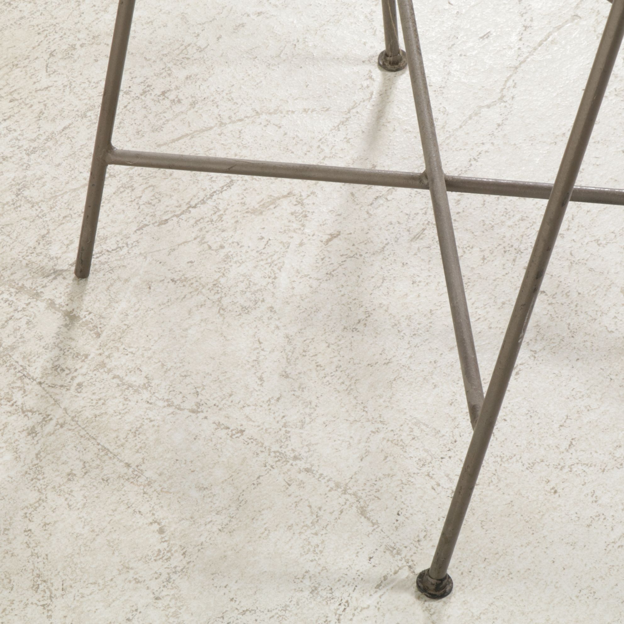 Three Contemporary Wrought Iron Counter Height Stools with Slat Seats