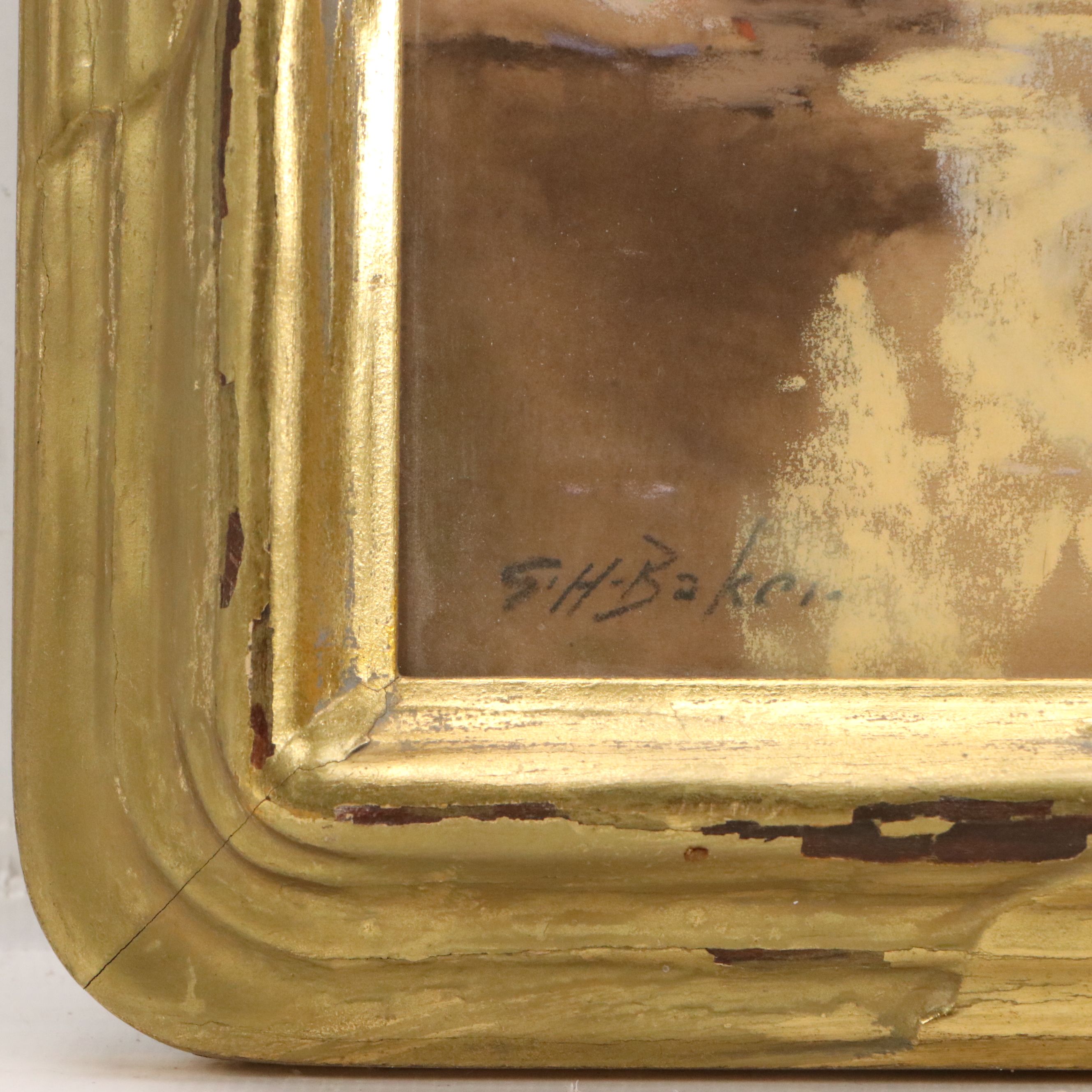 George Herbert Baker Pastel Drawing of River Landscape, Circa Early 20th Century