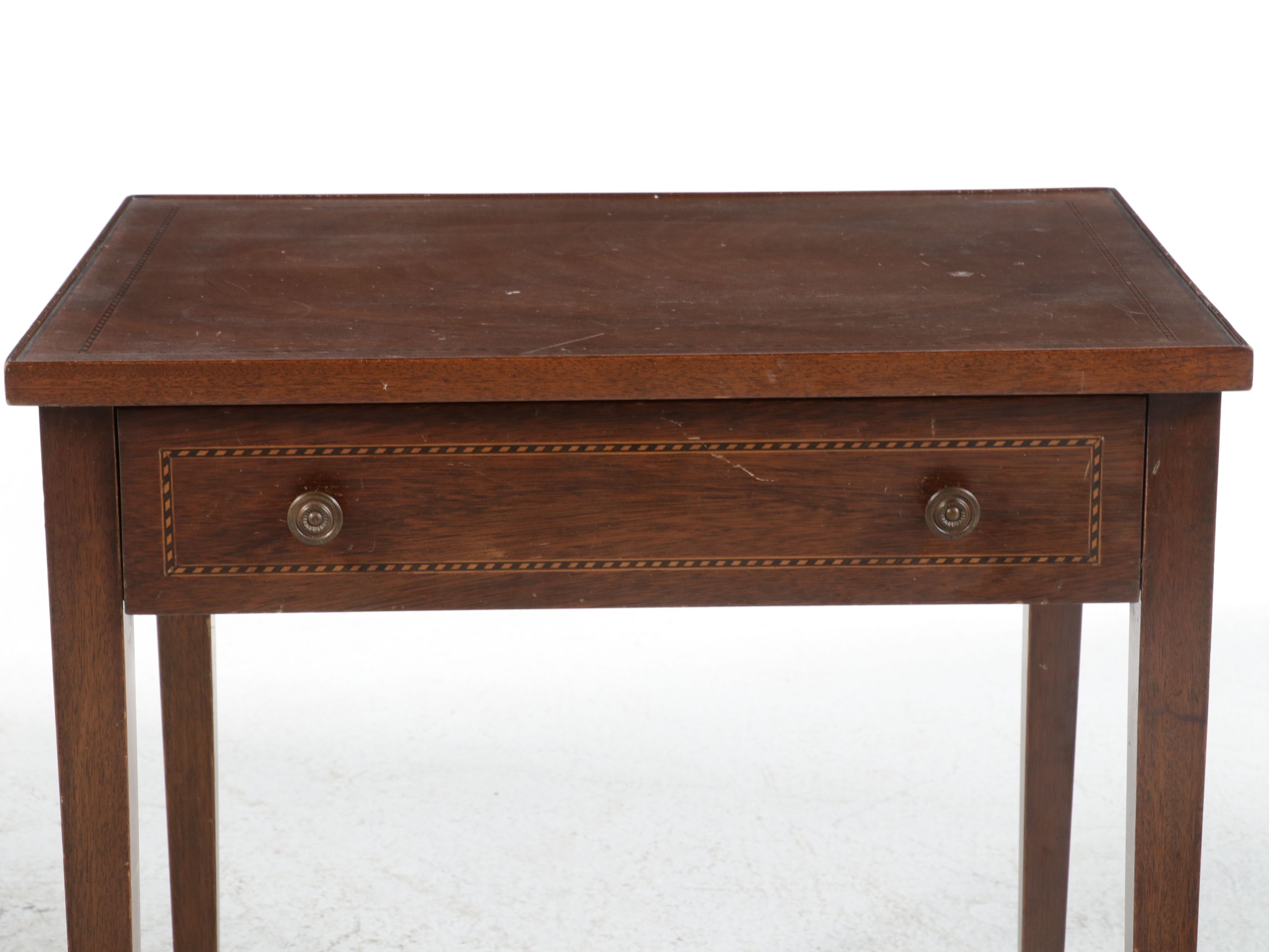 Federal Style Inlaid Occasional Table with Nichols & Stone Windsor Chair