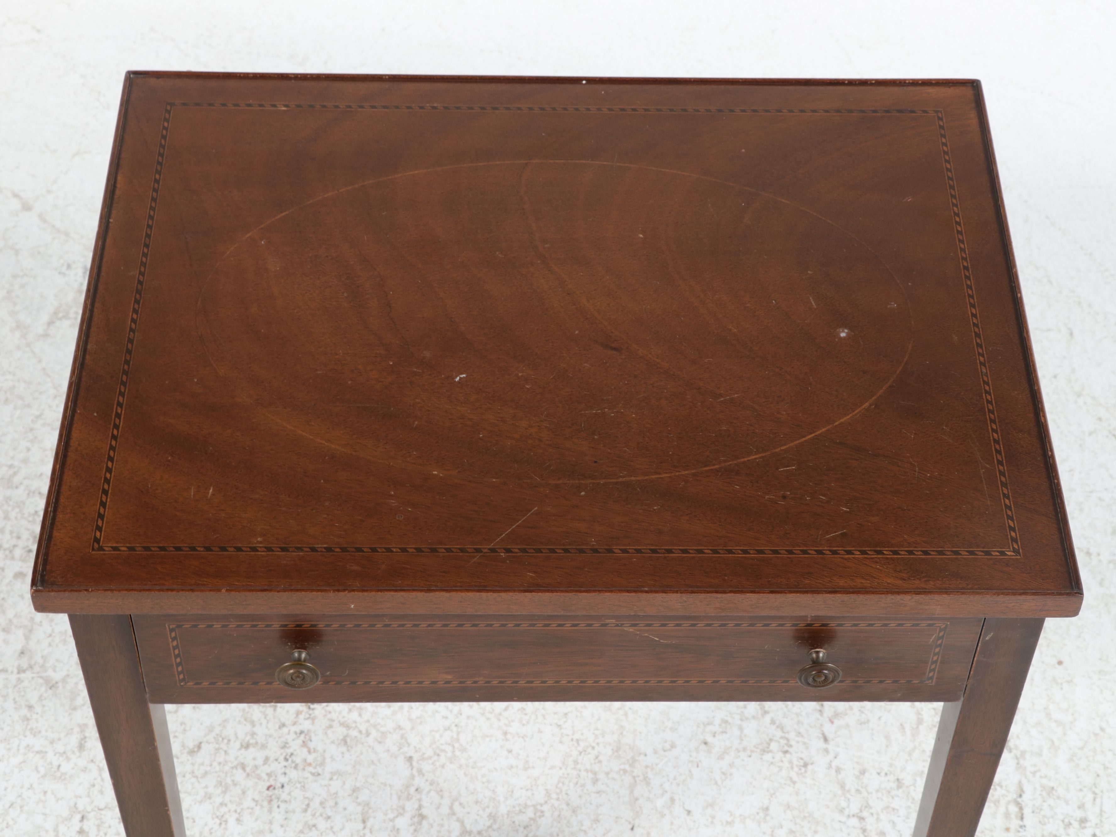 Federal Style Inlaid Occasional Table with Nichols & Stone Windsor Chair