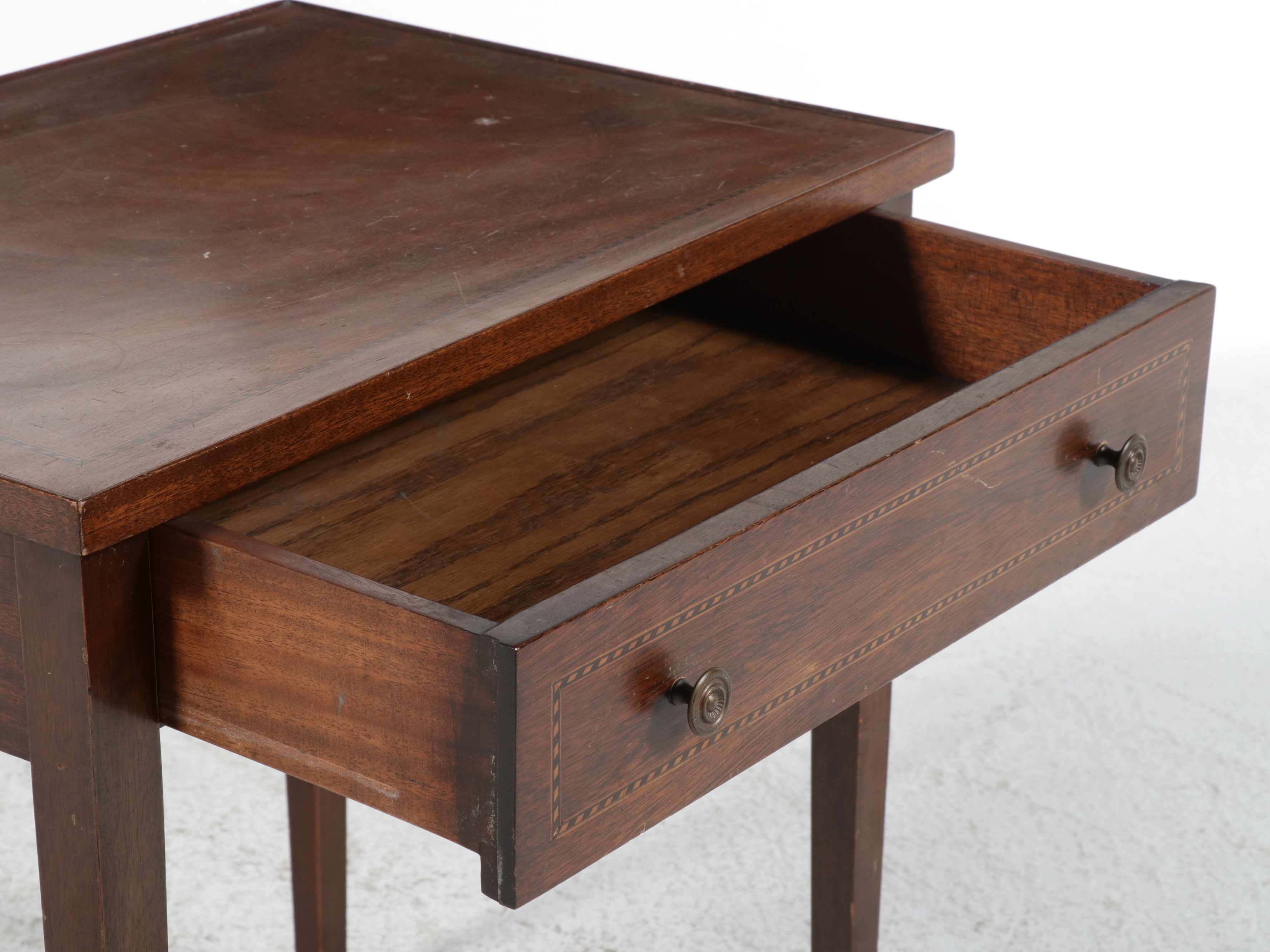 Federal Style Inlaid Occasional Table with Nichols & Stone Windsor Chair