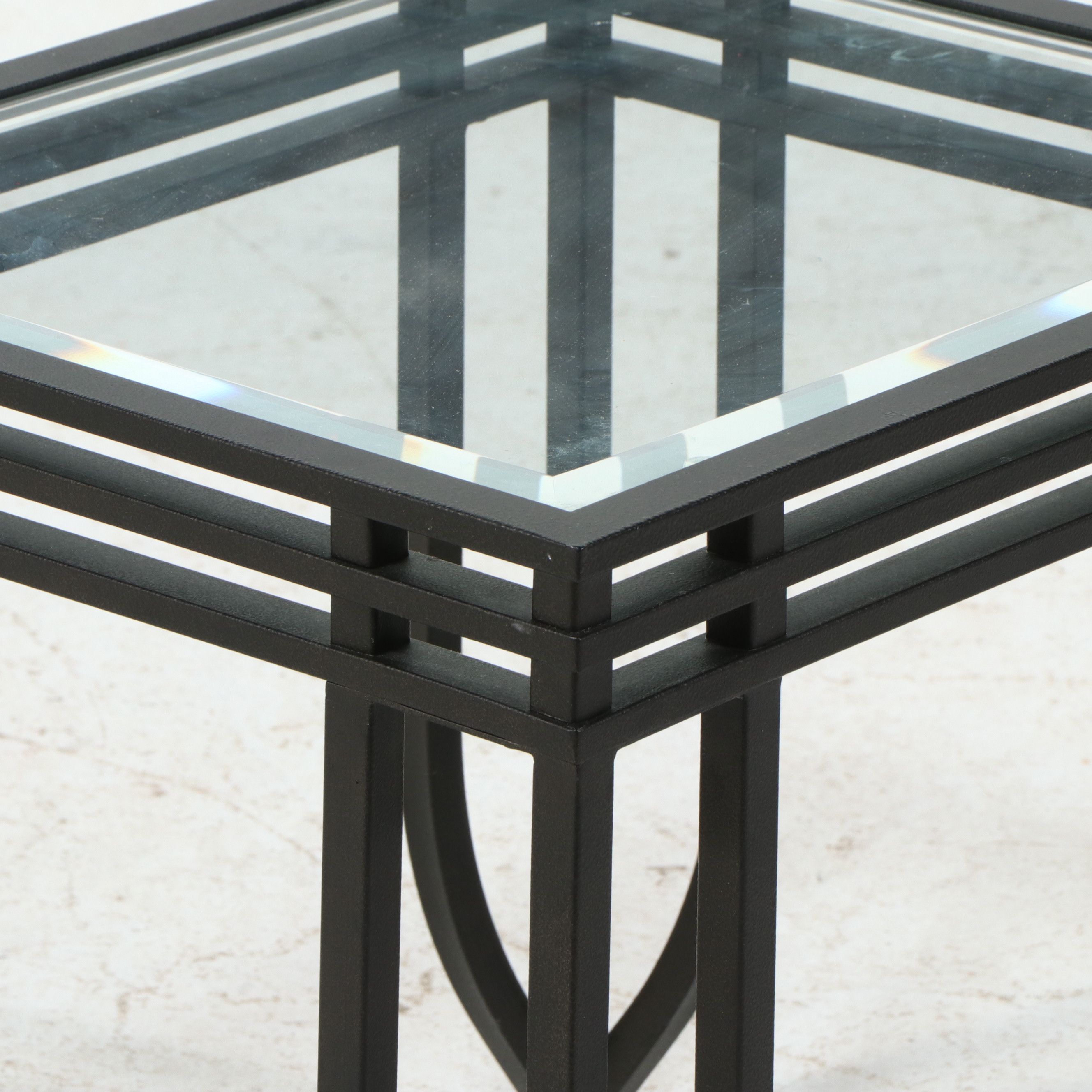 Pair of Contemporary Inset Glass Side Tables, 21st Century