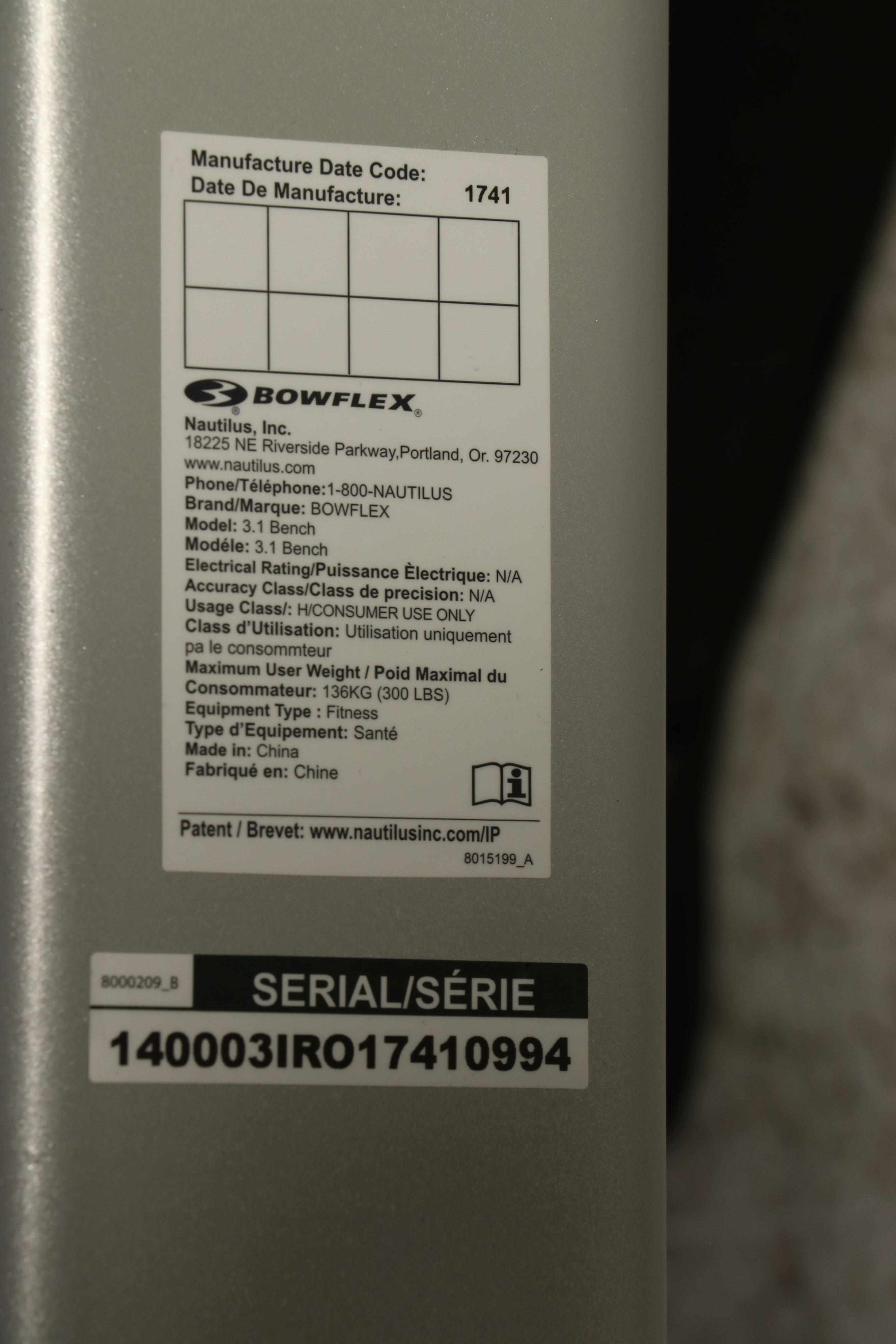 Bowflex SelectTech 4.1 Adjustable Weight Bench