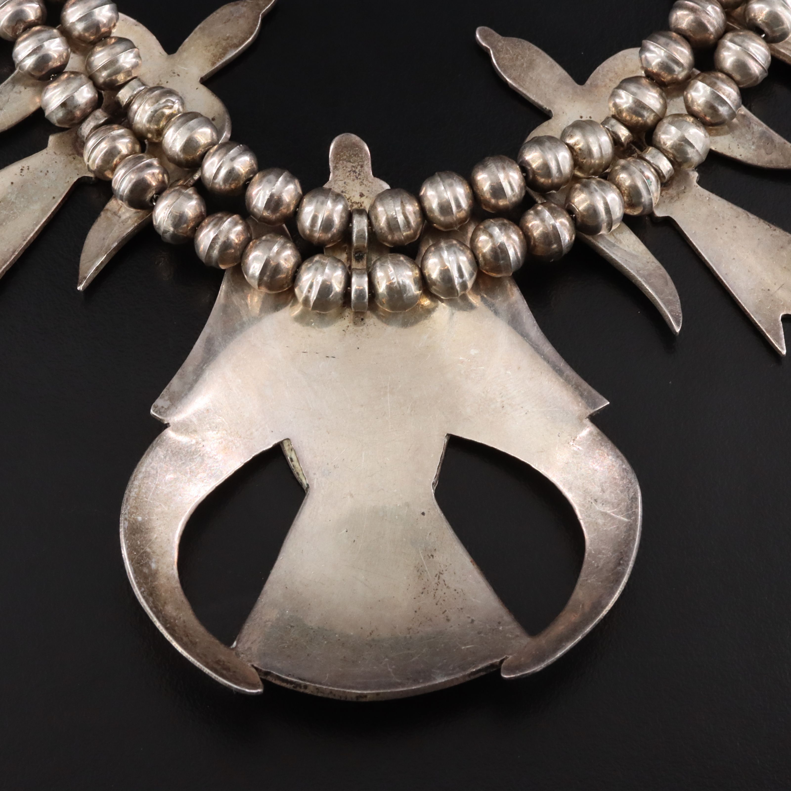 Southwestern Sterling Inlay Peyote Bird Necklace