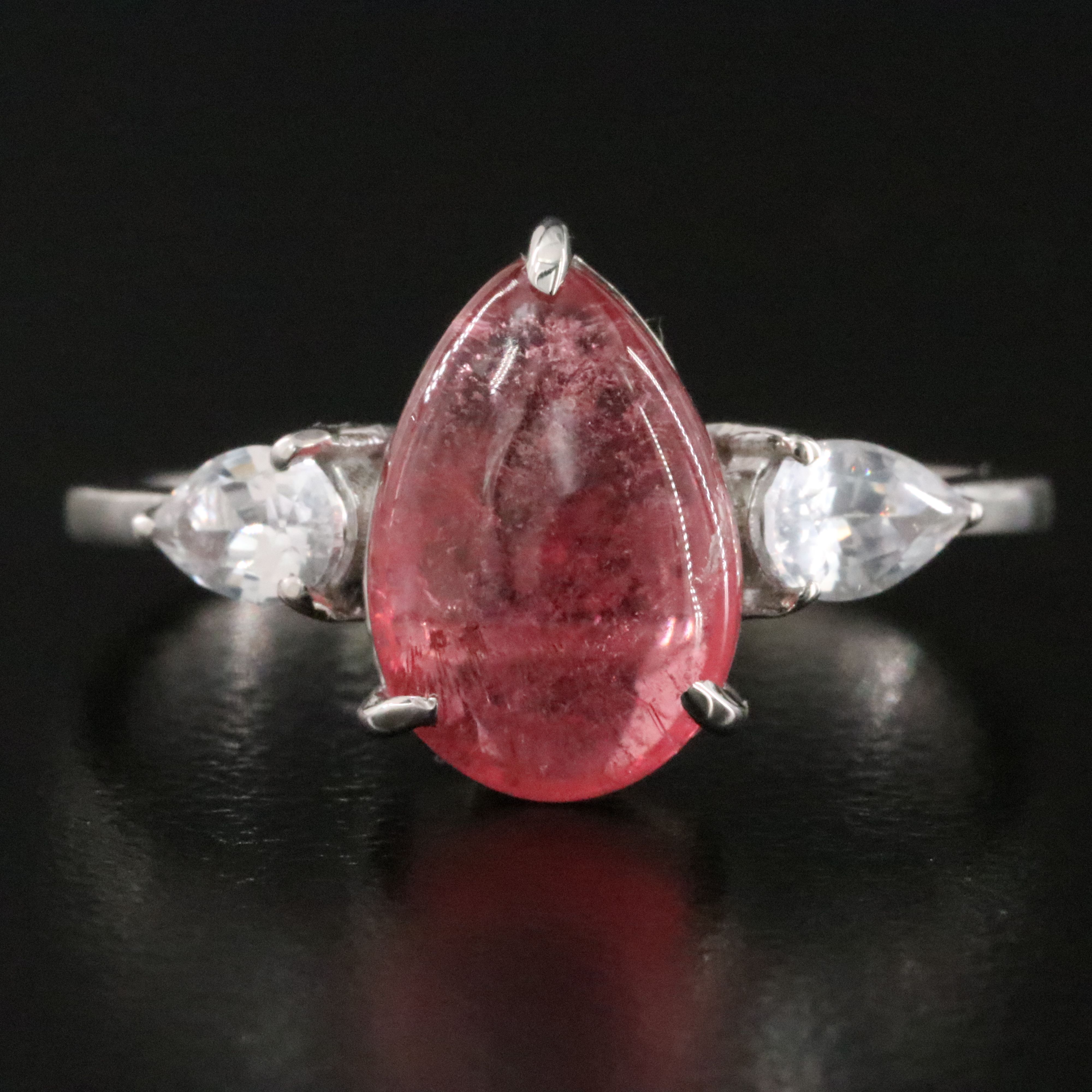 Platinum Tourmaline and White Sapphire Ring