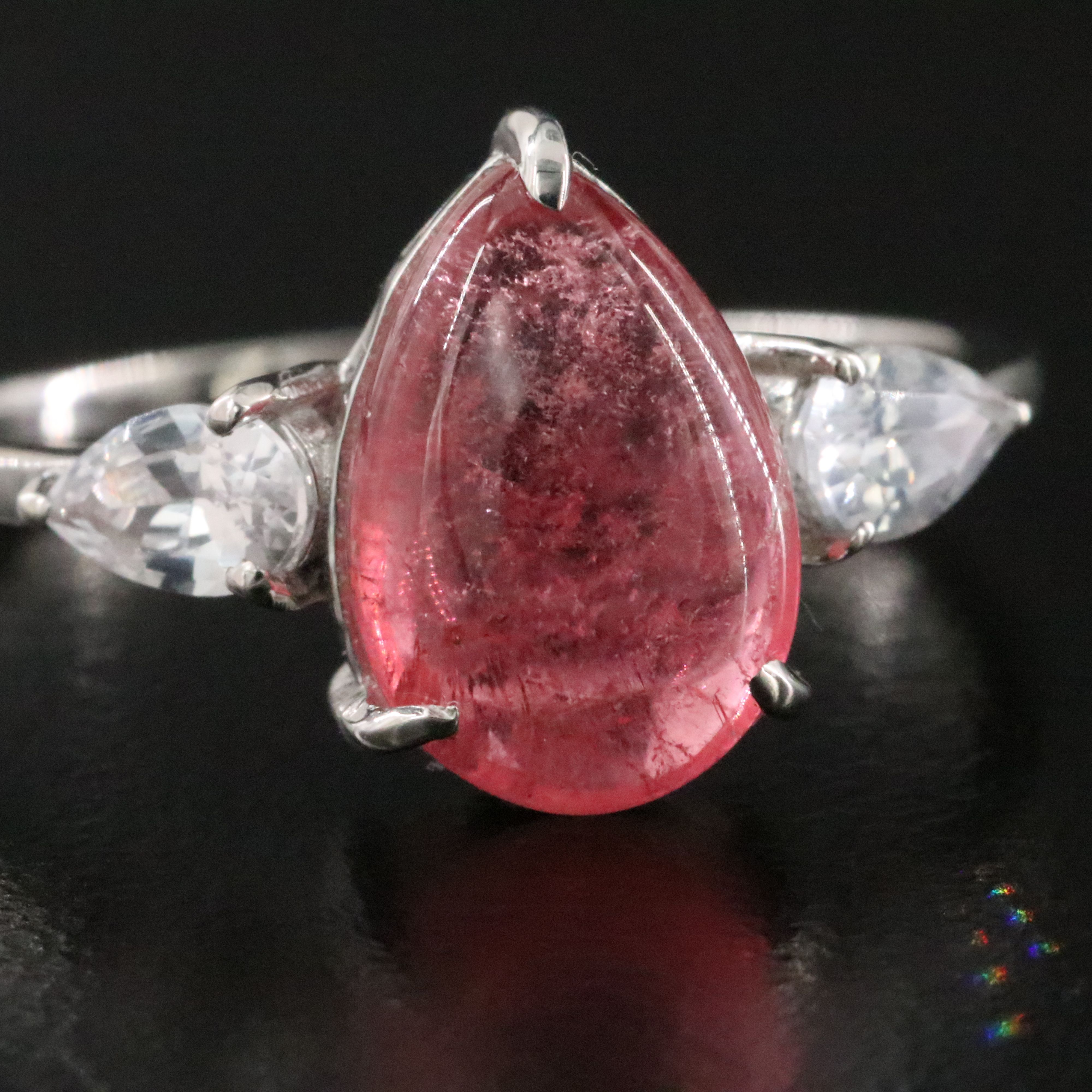 Platinum Tourmaline and White Sapphire Ring