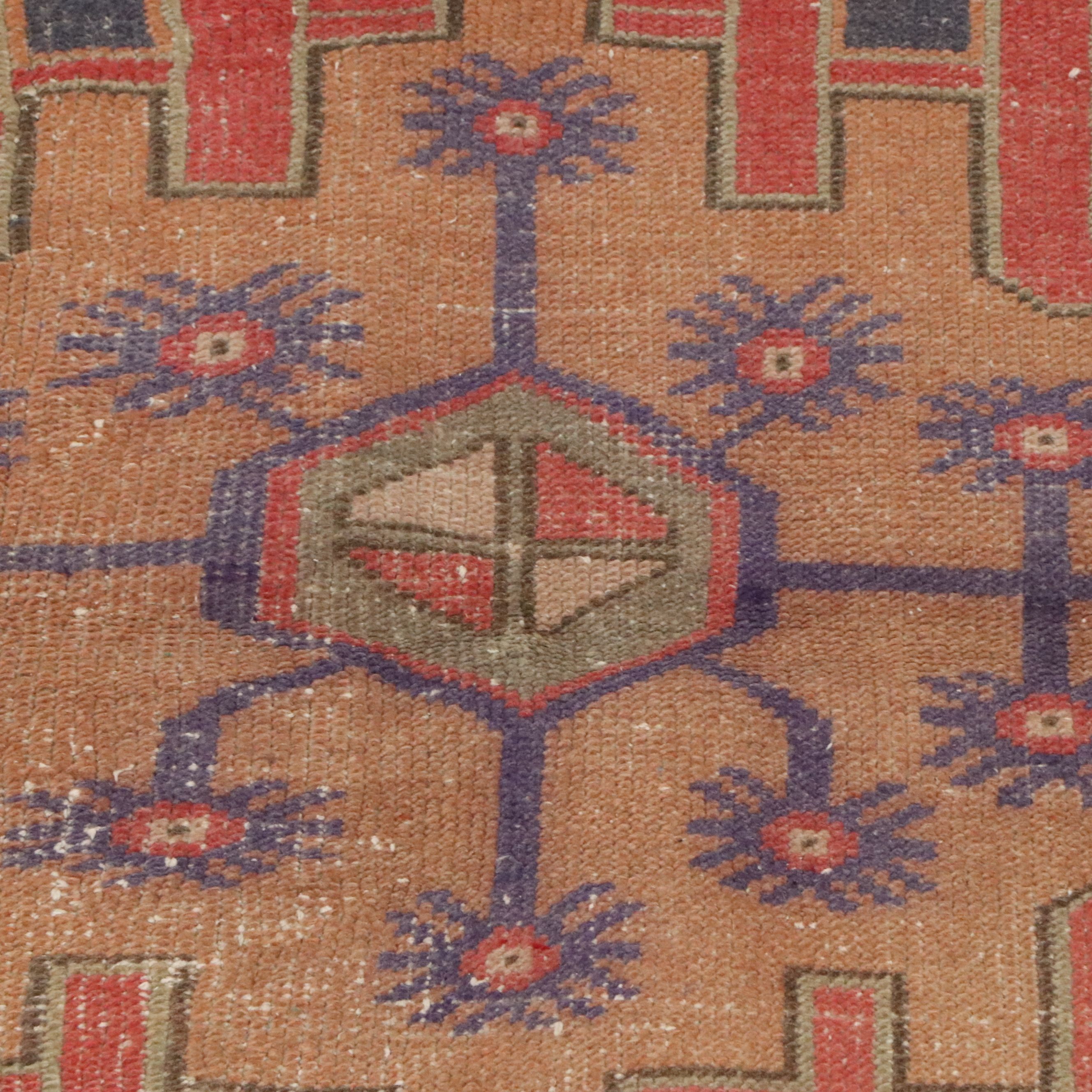 4'2 x 8'3 Hand-Knotted Turkish Anatolian Area Rug