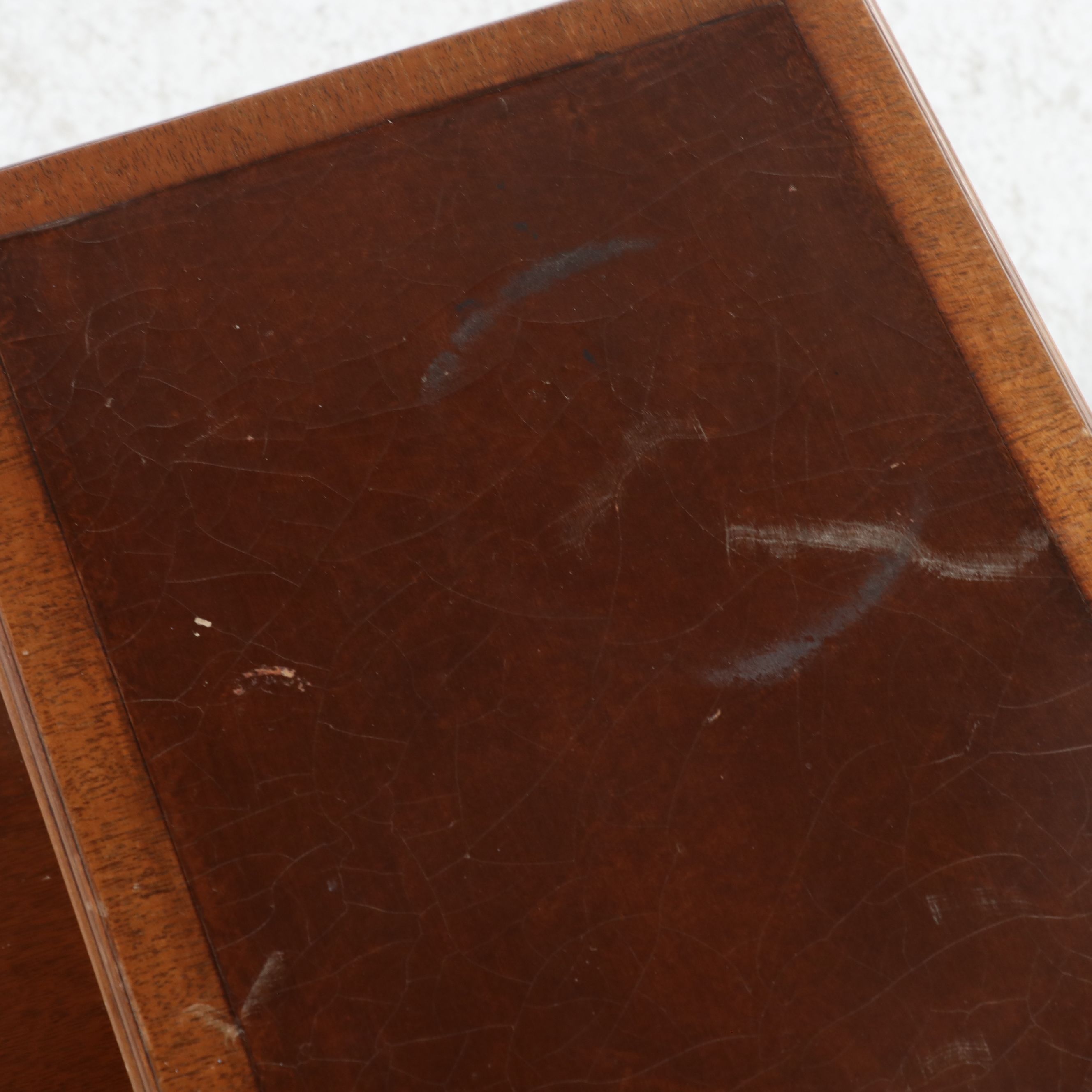 Heritage Henredon Three-Tier Mahogany Step Table with Leather Top, Mid-20th C.