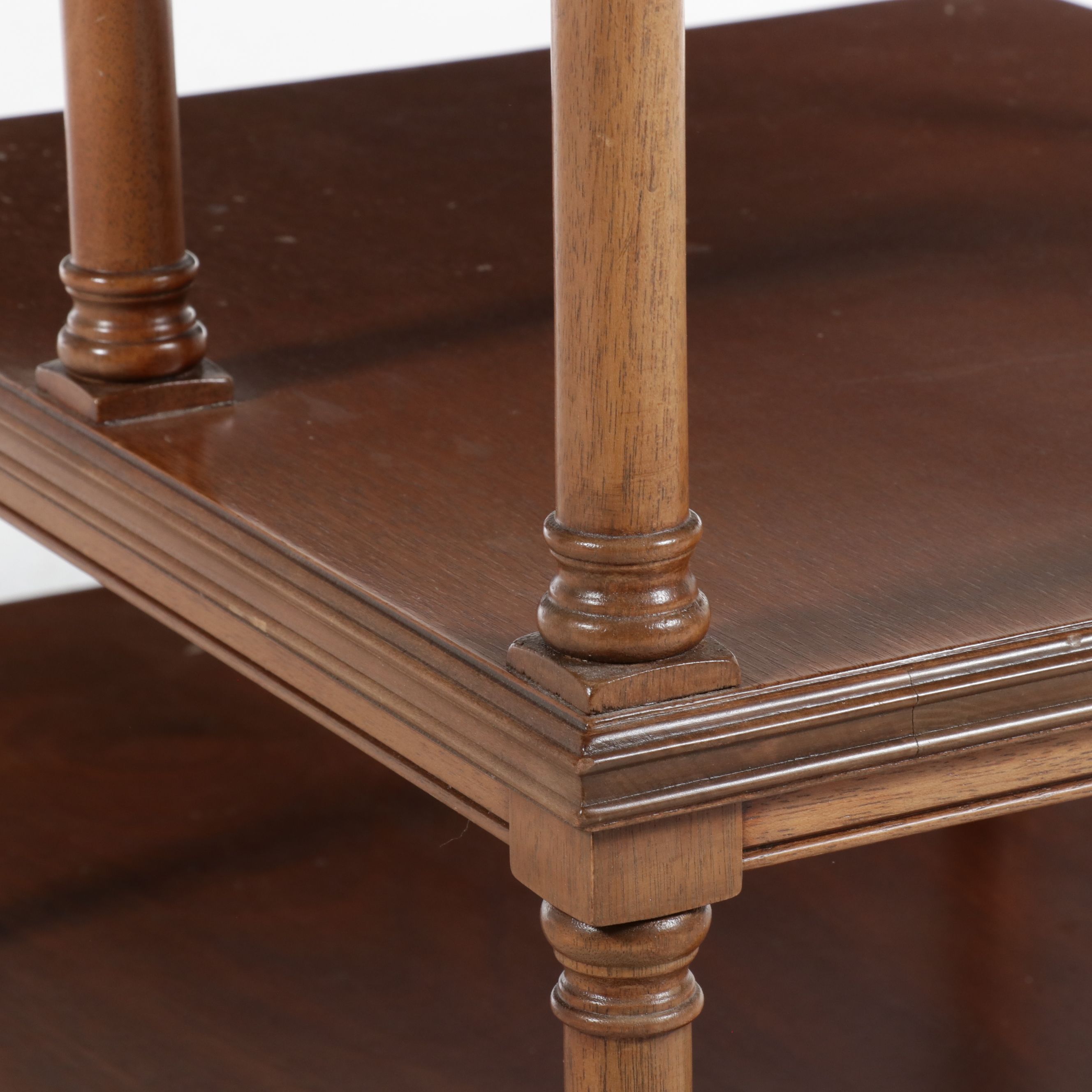 Heritage Henredon Three-Tier Mahogany Step Table with Leather Top, Mid-20th C.