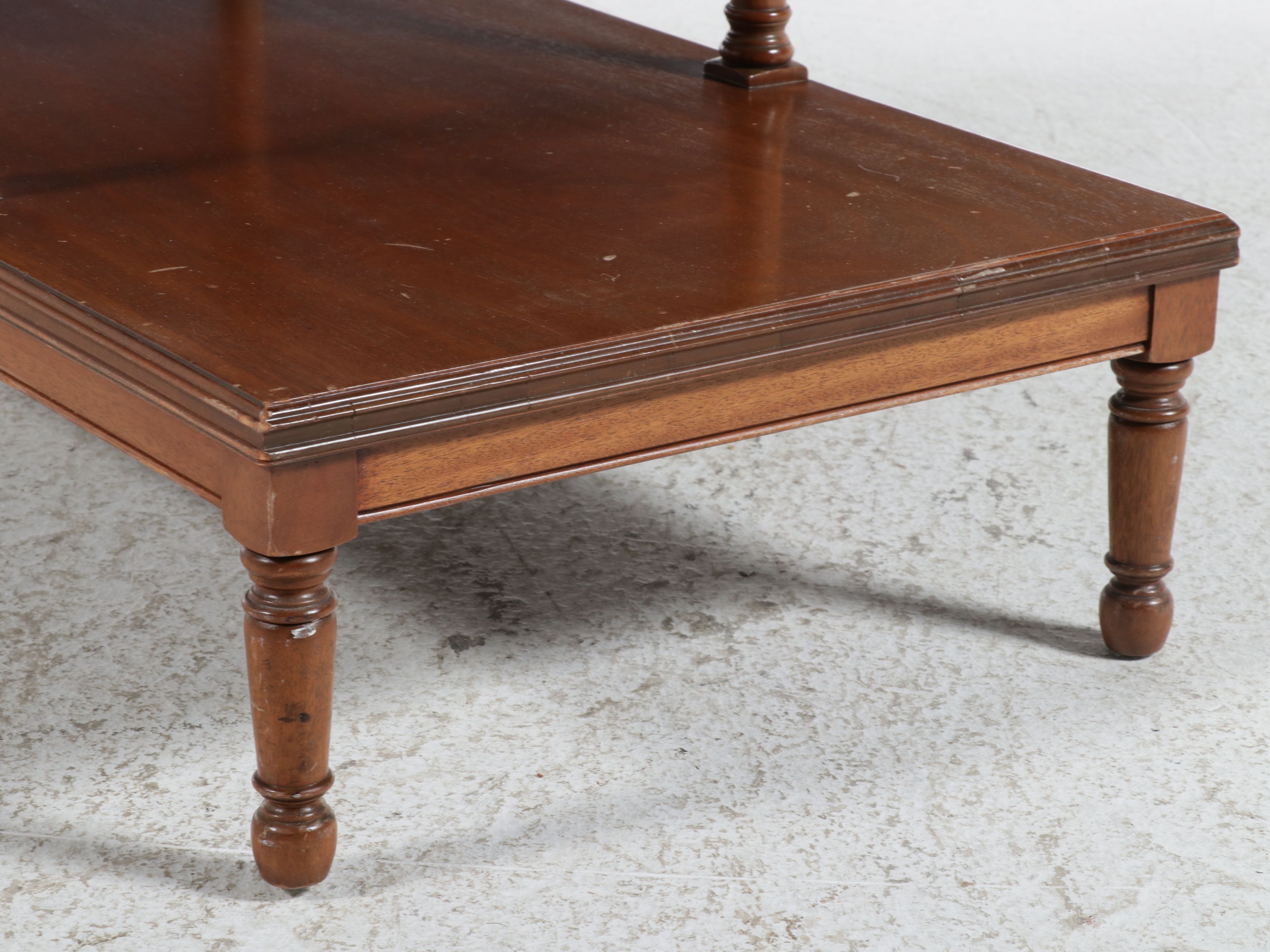 Heritage Henredon Three-Tier Mahogany Step Table with Leather Top, Mid-20th C.