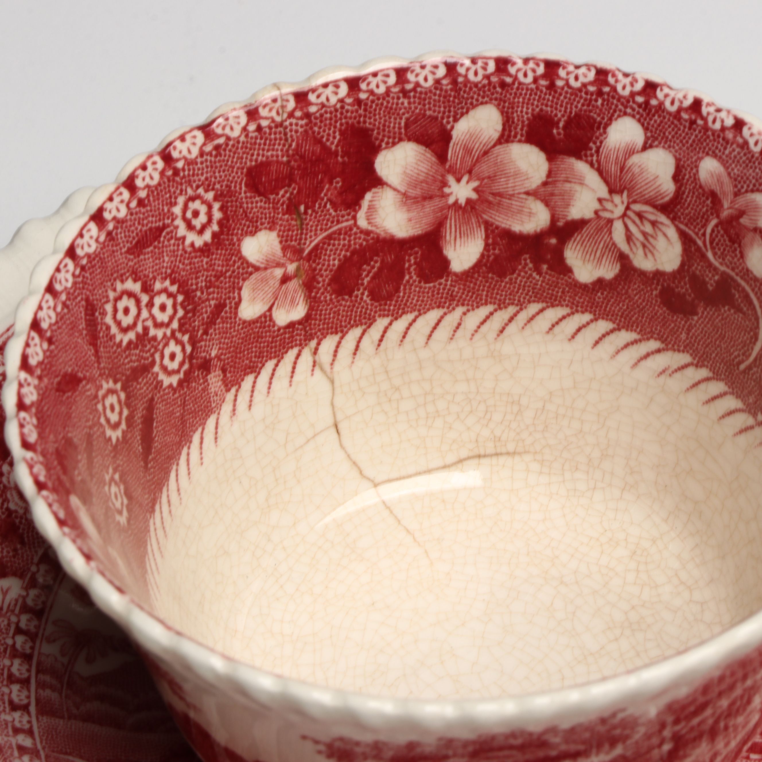 Copeland Spode "Tower" Pink Transferware Dinner Plates and More Serveware