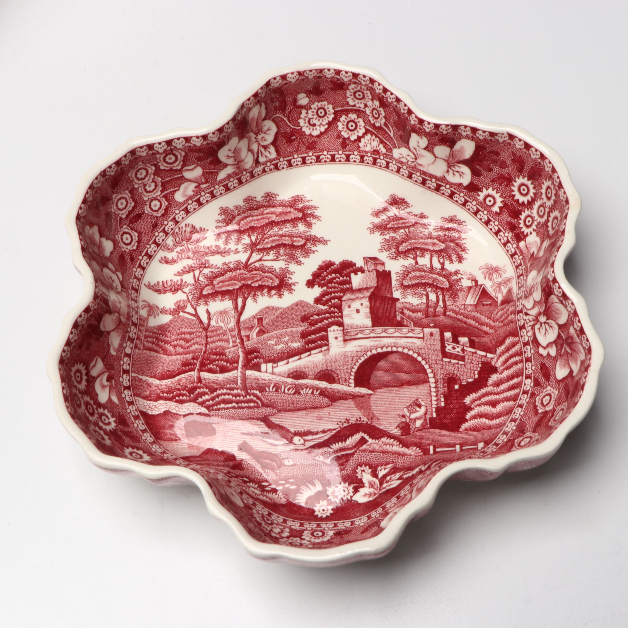 Copeland Spode "Tower" Pink Transferware Dinner Plates and More Serveware