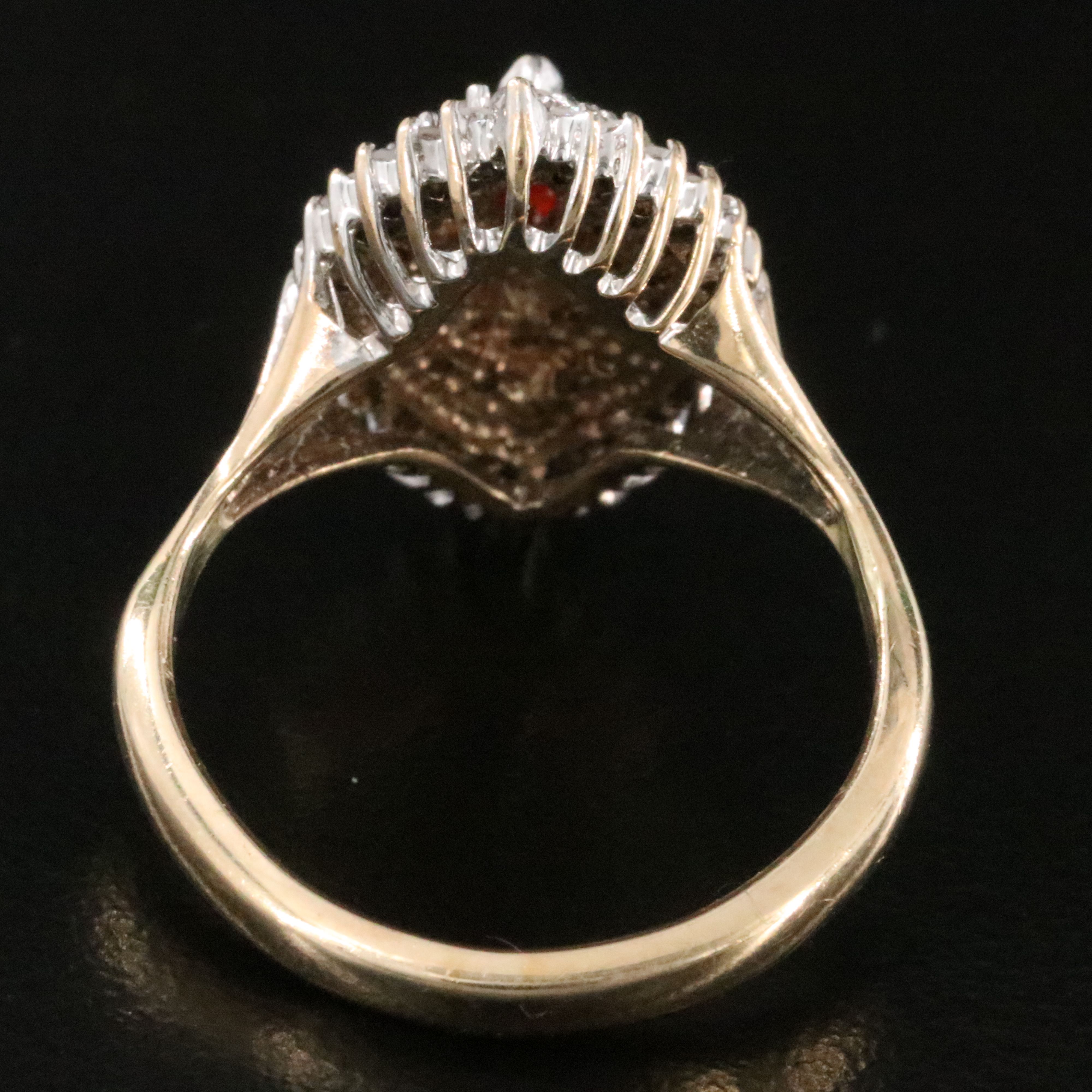 10K Glass and Diamond Navette Ring