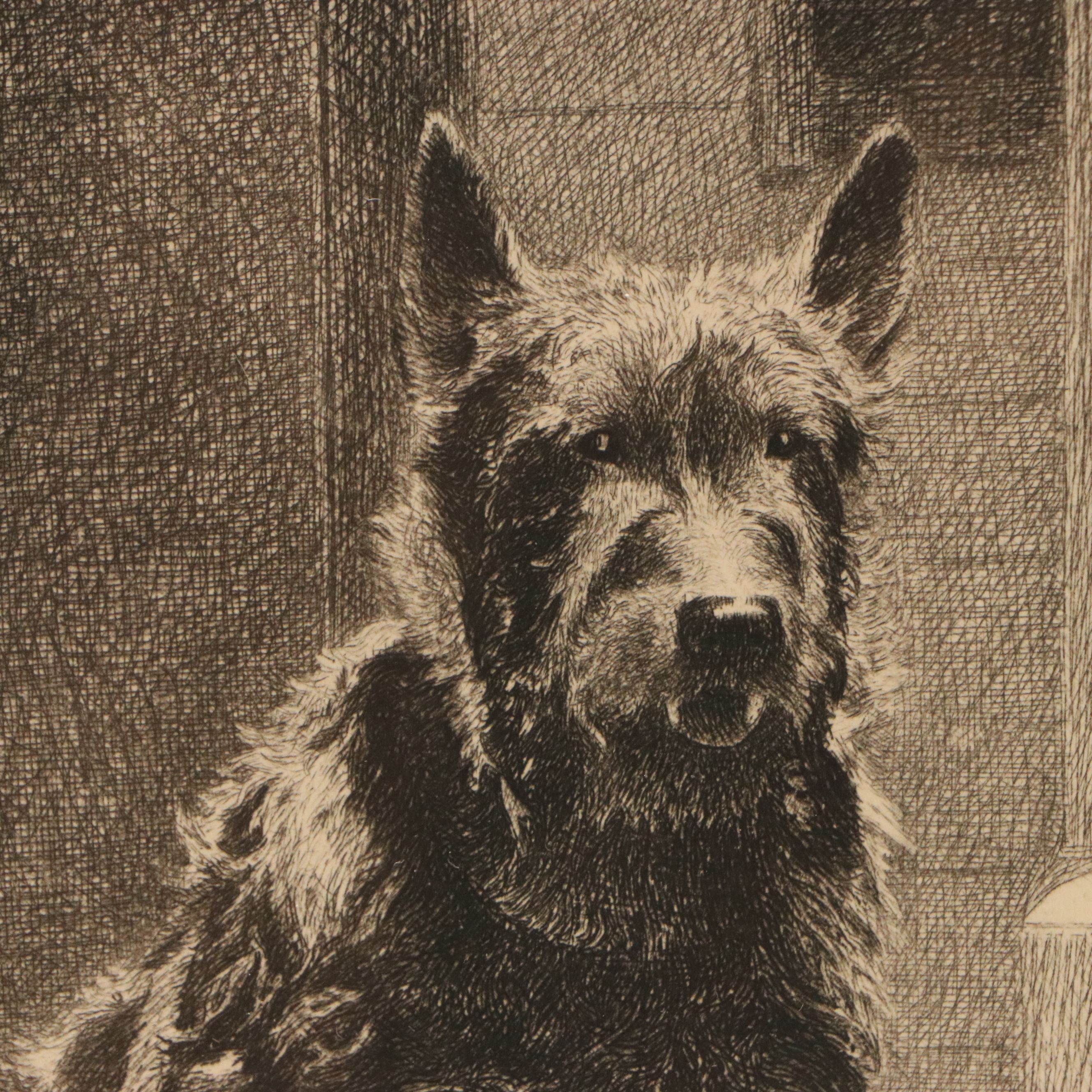 Morgan Dennis Etching of Terrier "Scone Kennels," 1927