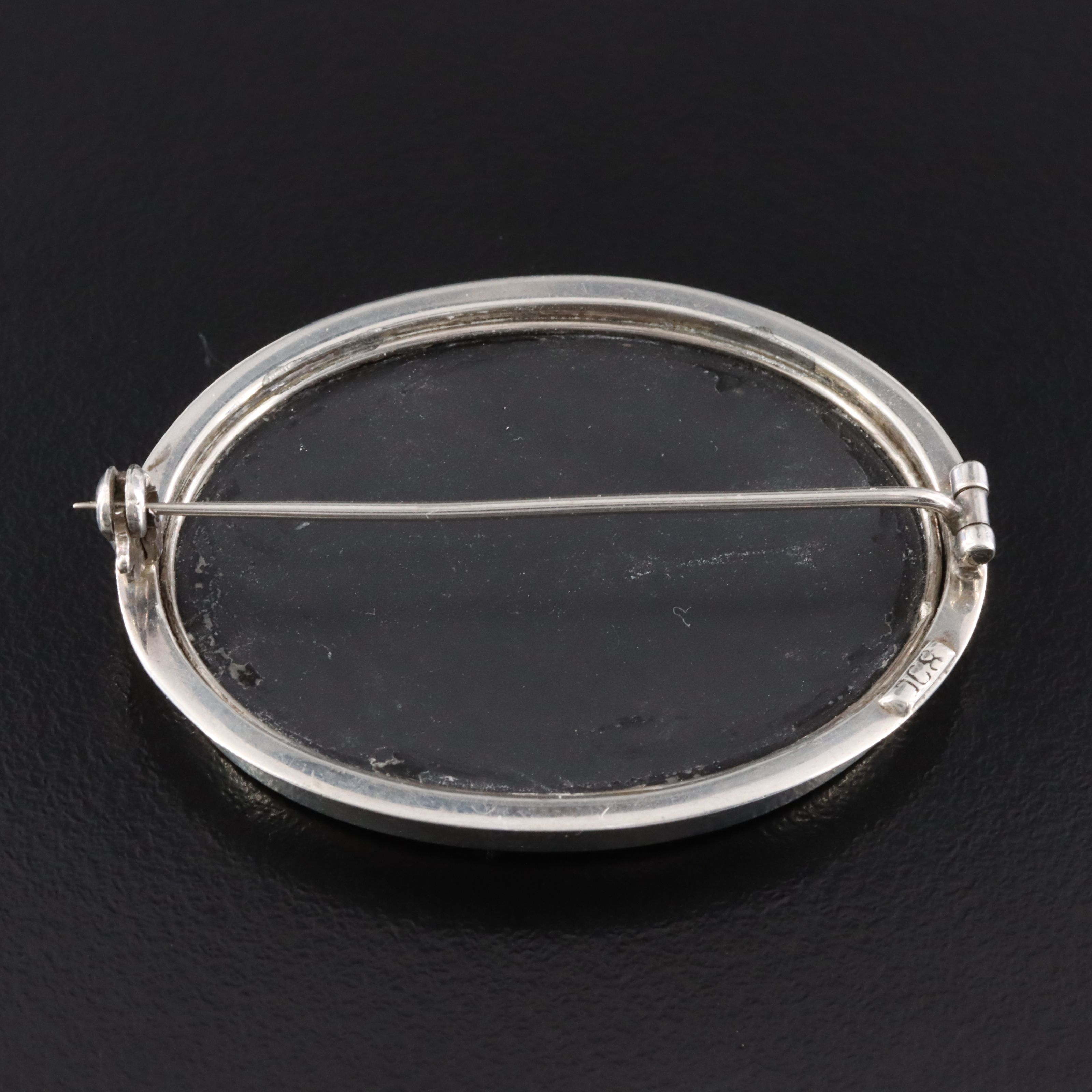 Victorian 800 Silver Pietra Dura Floral Brooch Featuring Coral and Malachite