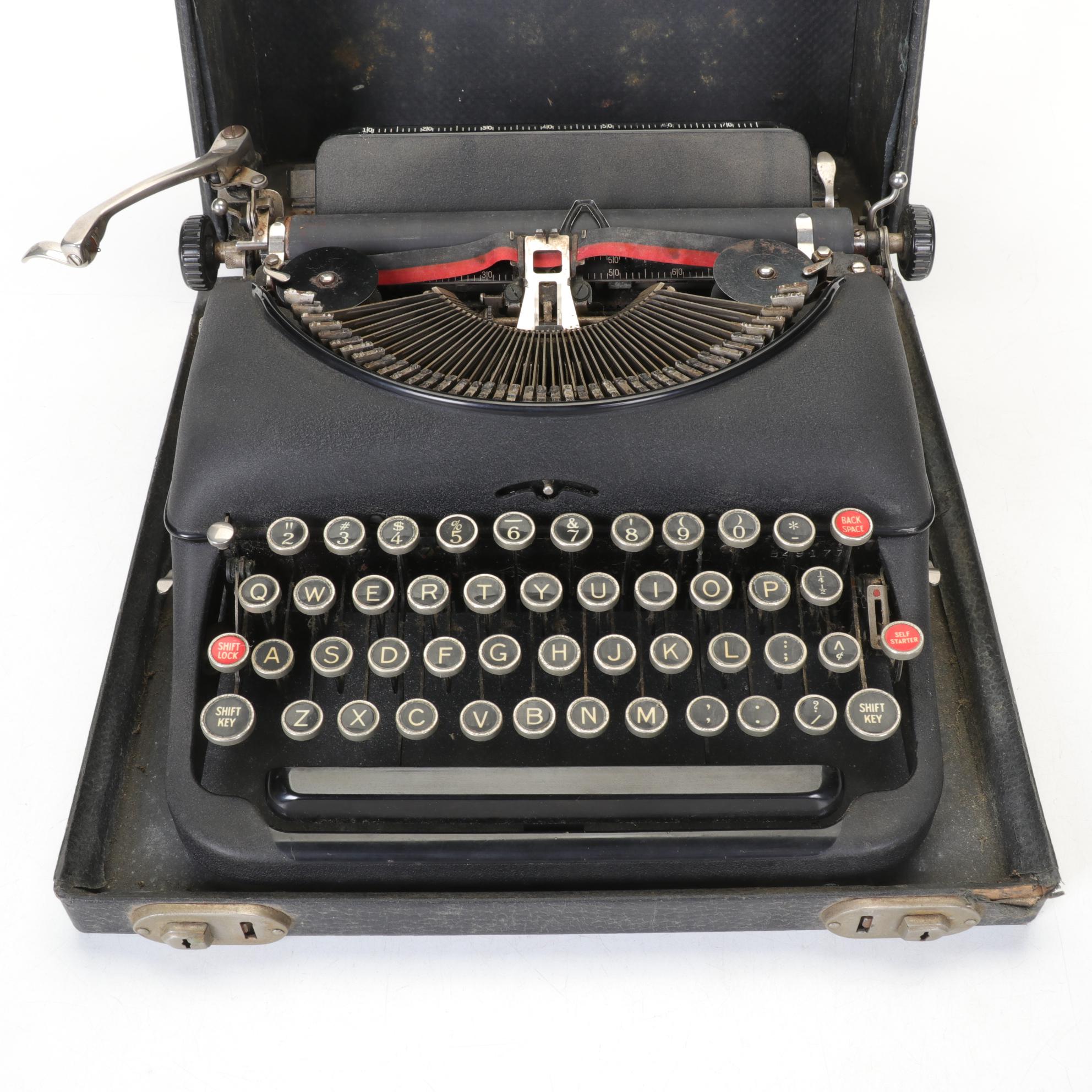 Remington Rand Portable Model 5 Manual Typewriter, Early to Mid 20th Century