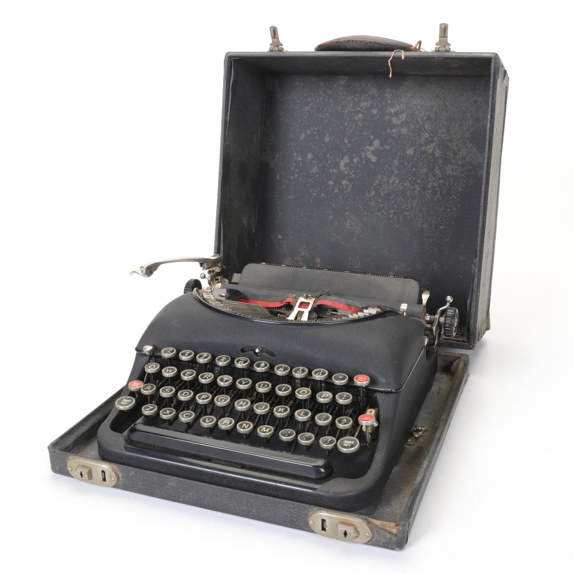 Remington Rand Portable Model 5 Manual Typewriter, Early to Mid 20th Century